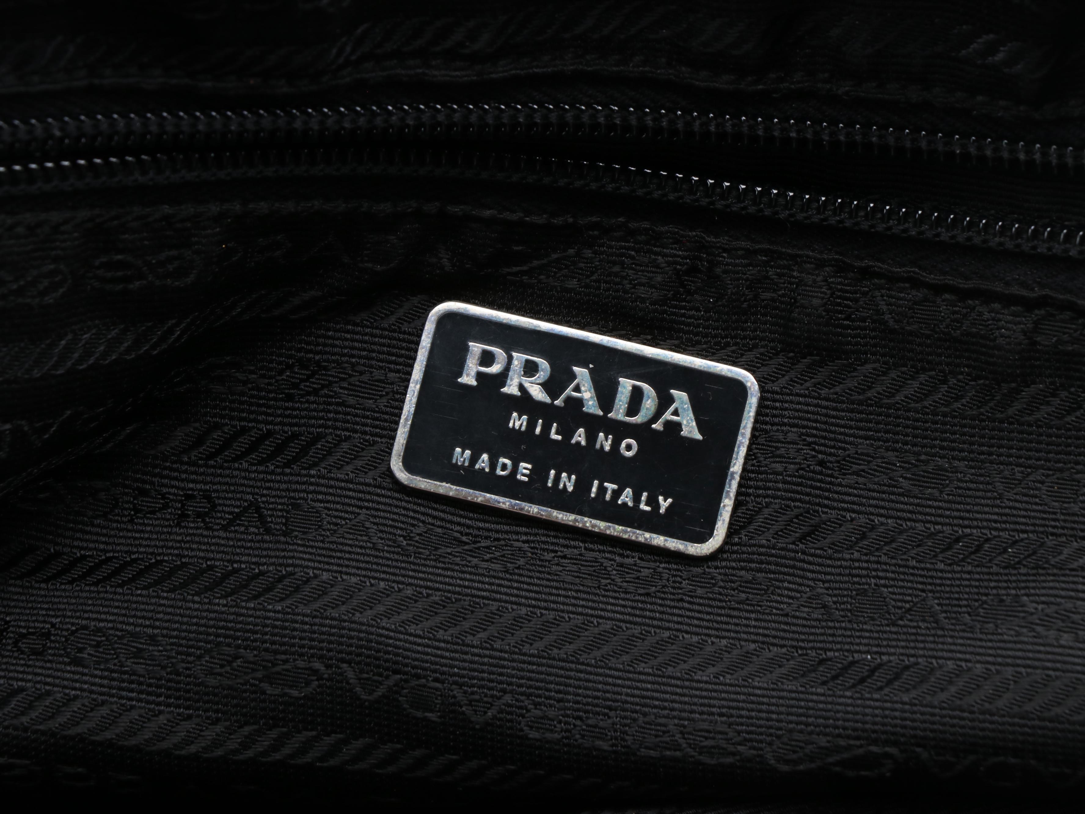 Prada Triple Compartment Shoulder Bag in Black Nylon and Leather