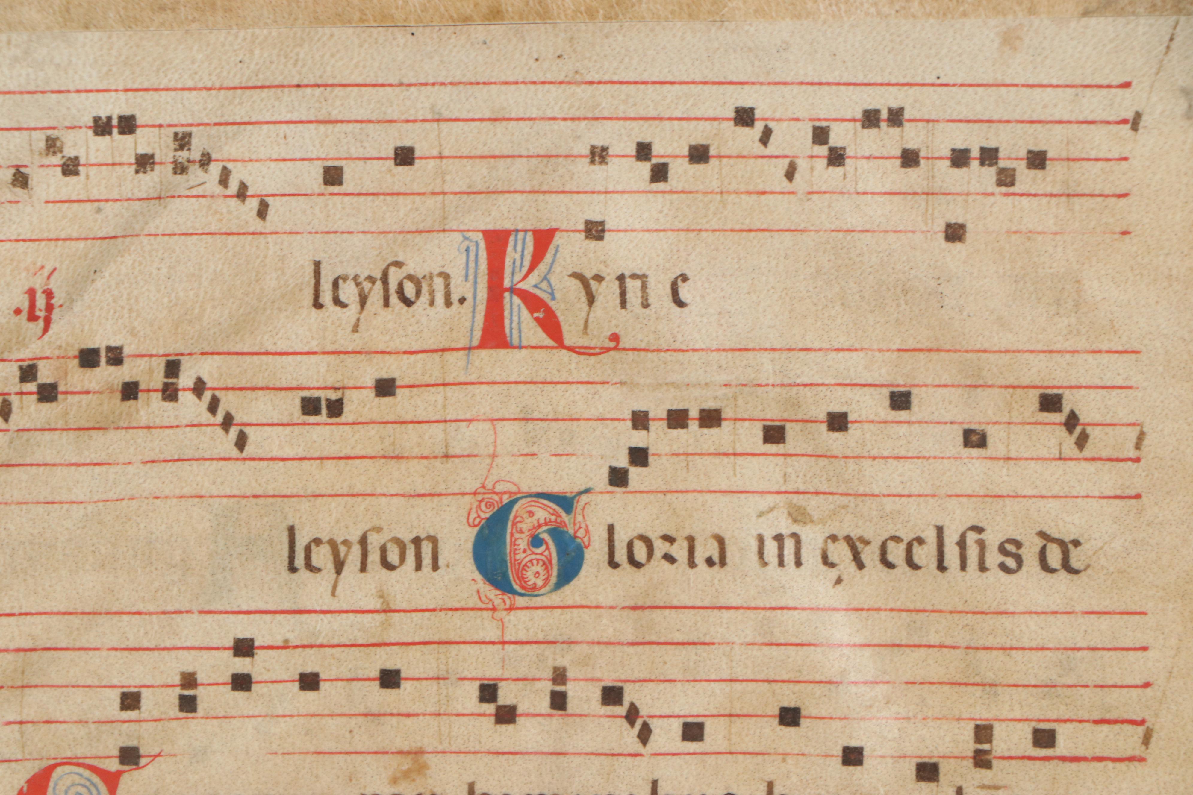 European Gradual Page "Leyson Kyrie, Gloria in Excelsis Deo", 15th Century