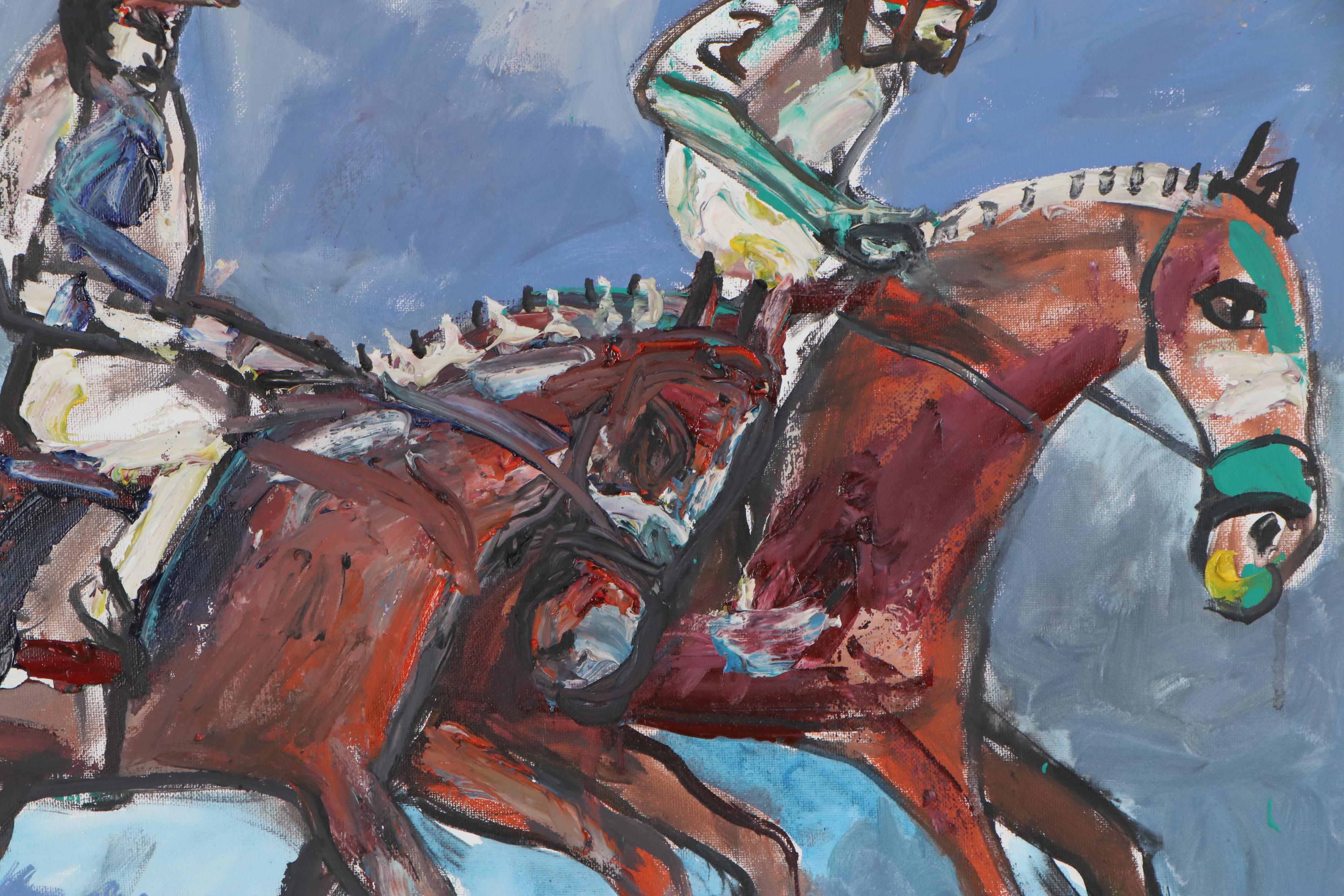 Enrique Gonzalez Horse Racing Oil Painting, 21st century