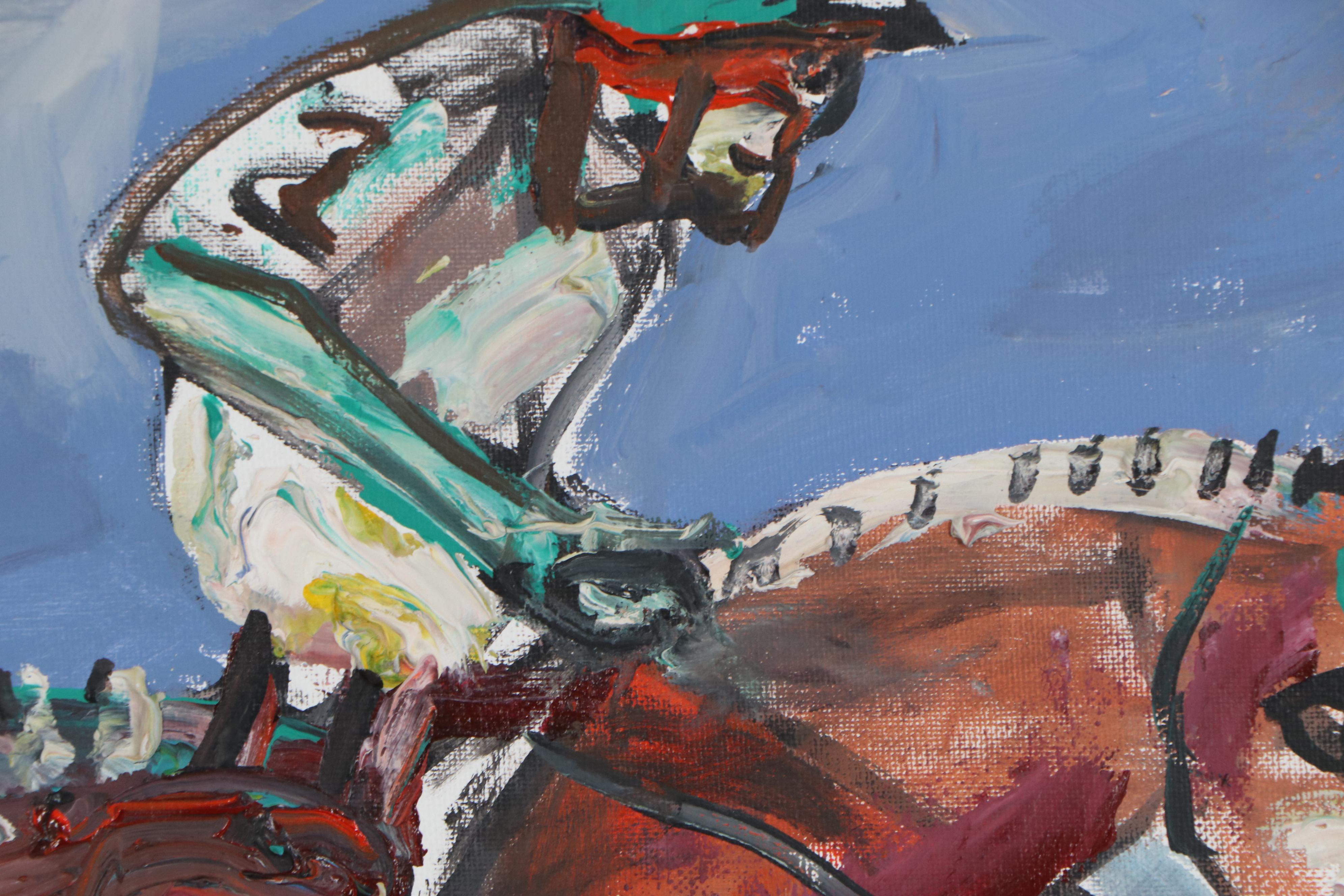 Enrique Gonzalez Horse Racing Oil Painting, 21st century