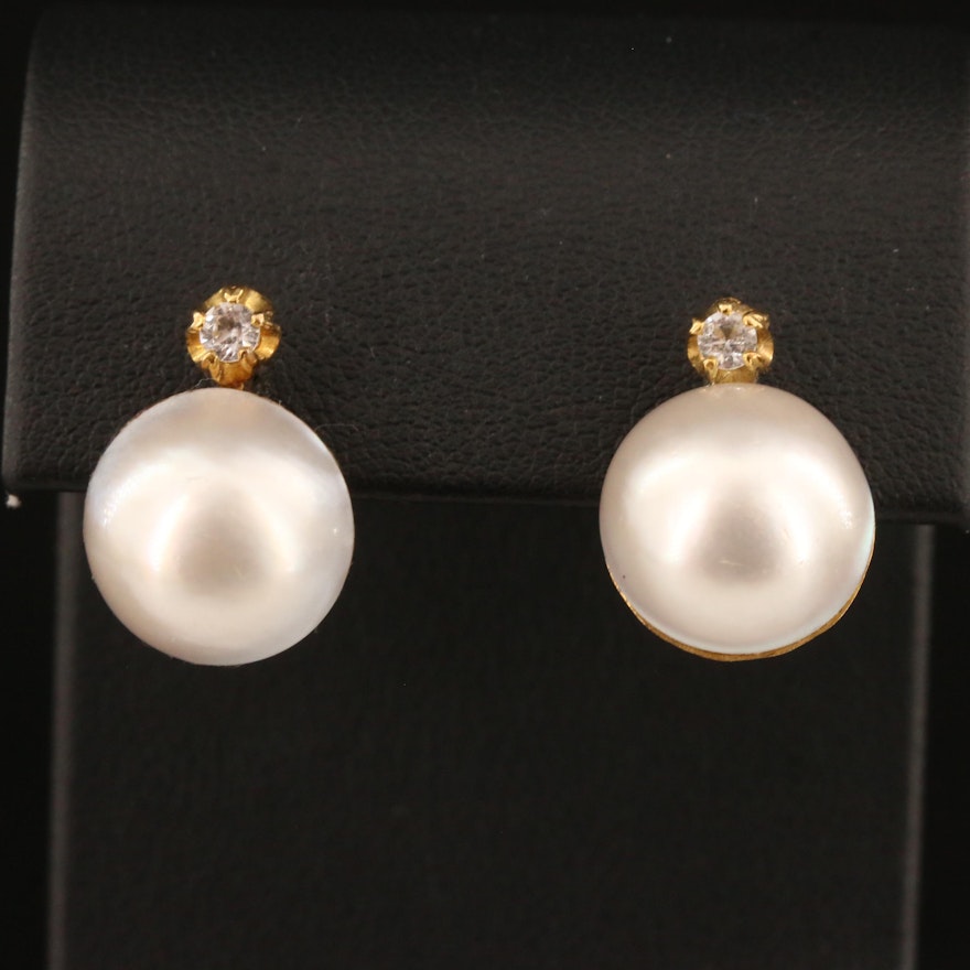 18K Mabé Pearl and White Topaz Earrings