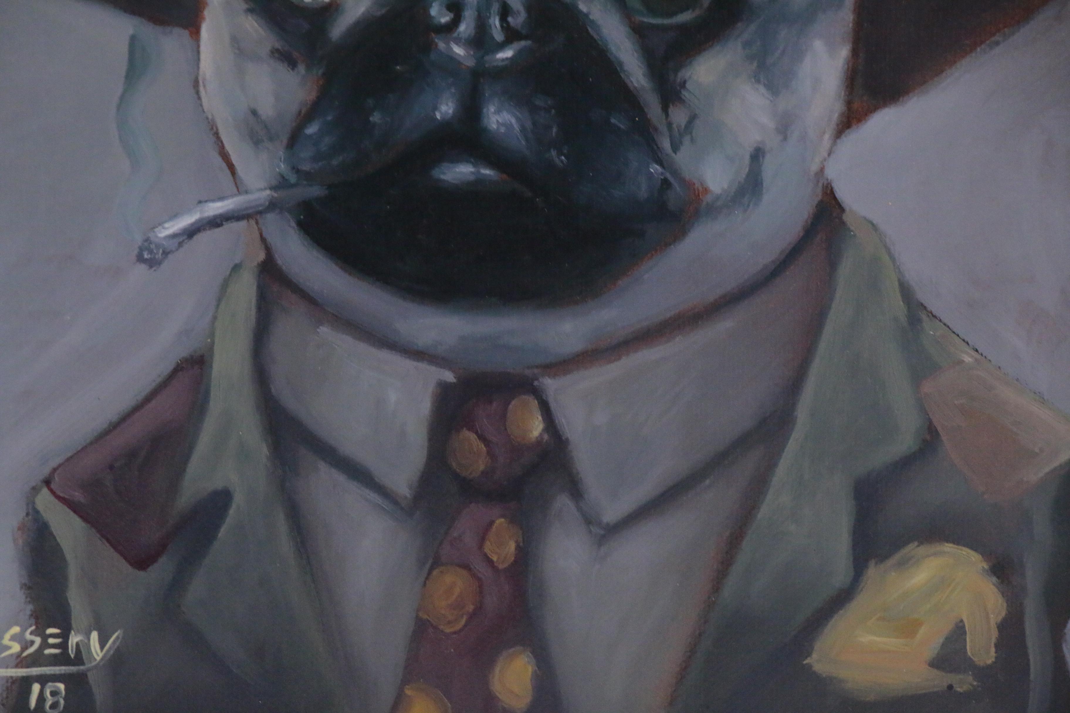 David Ussery Portrait Oil Painting of Anthropomorphic Dog "BoxCar," 2018