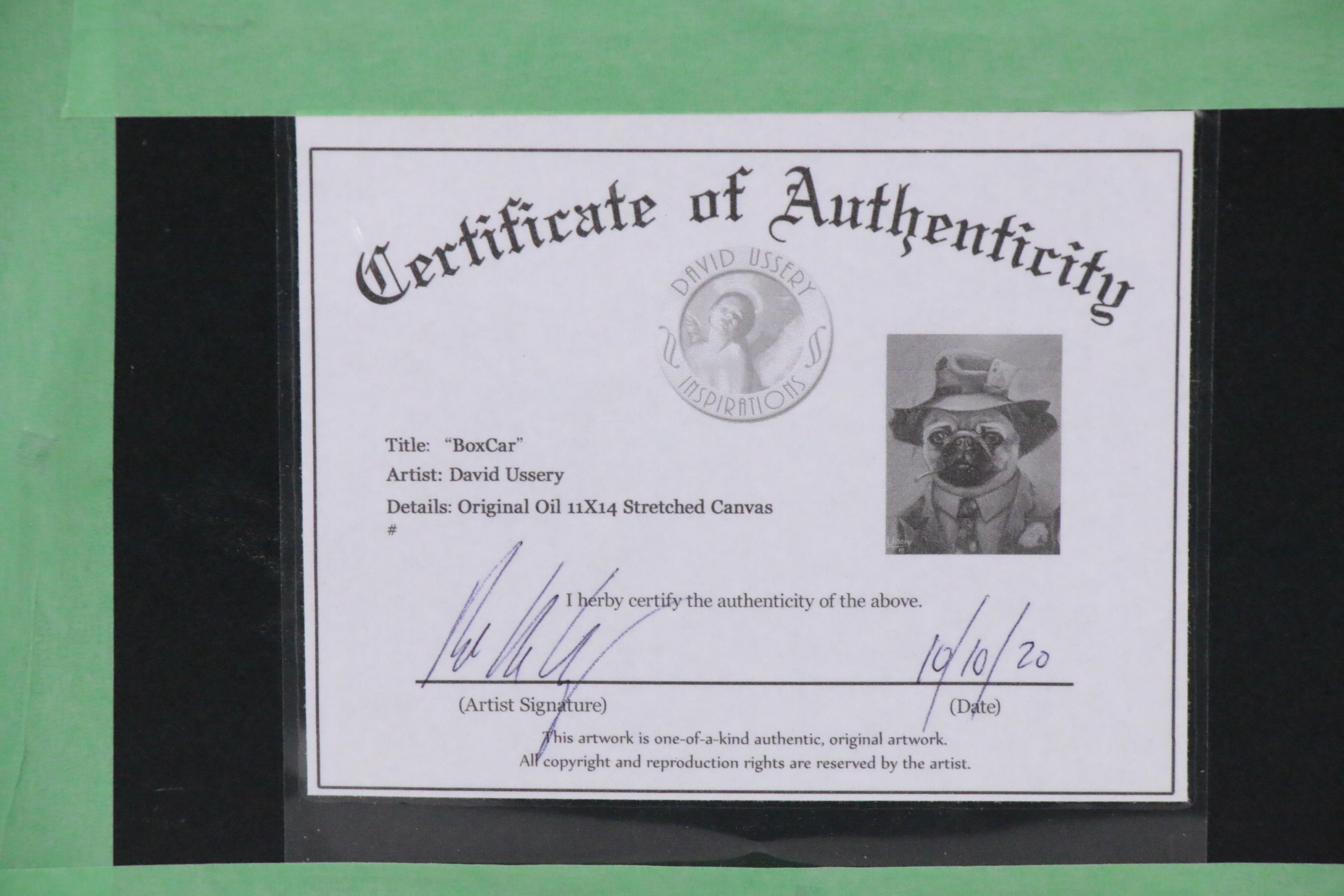 David Ussery Portrait Oil Painting of Anthropomorphic Dog "BoxCar," 2018