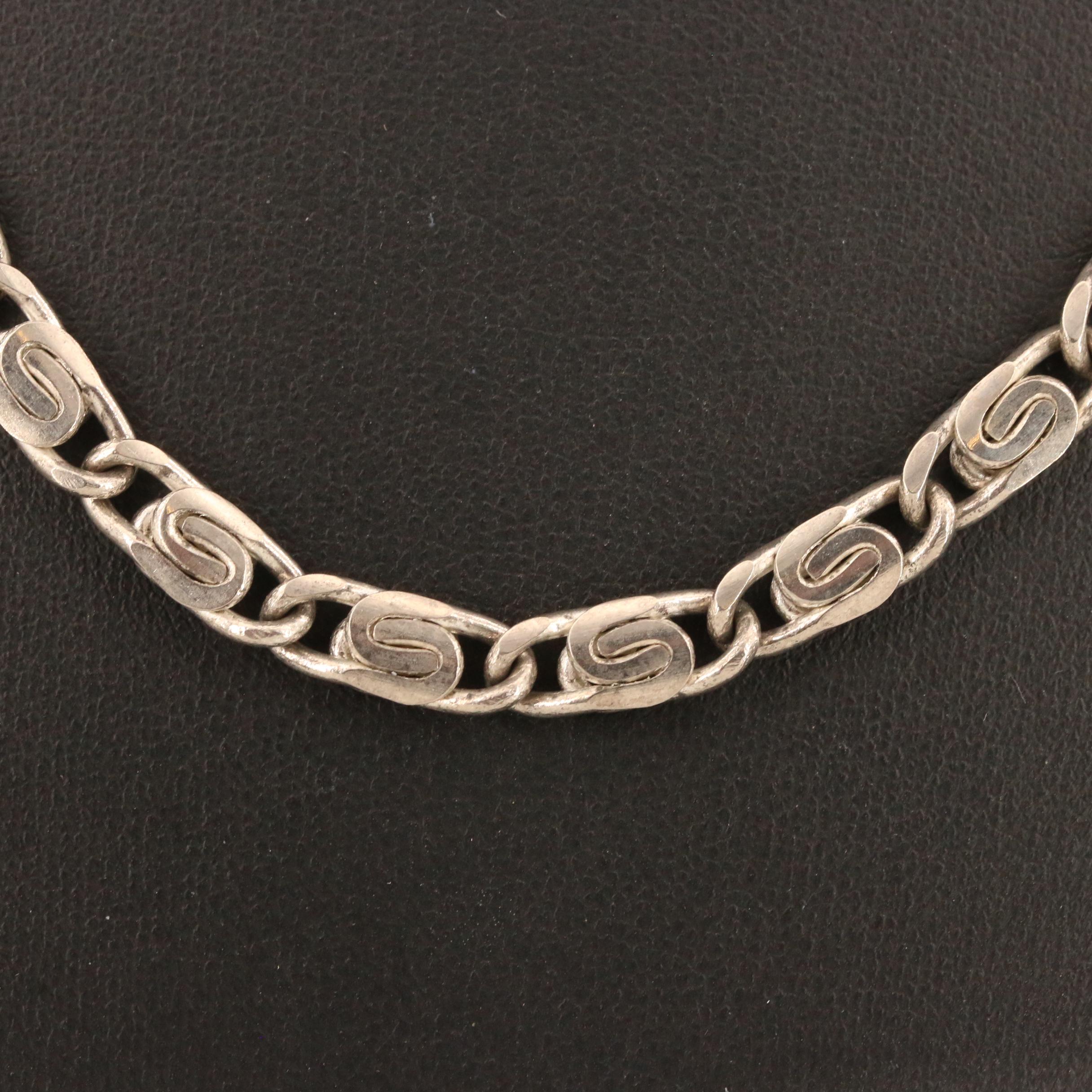 Sterling Silver Snail Link Chain Necklace