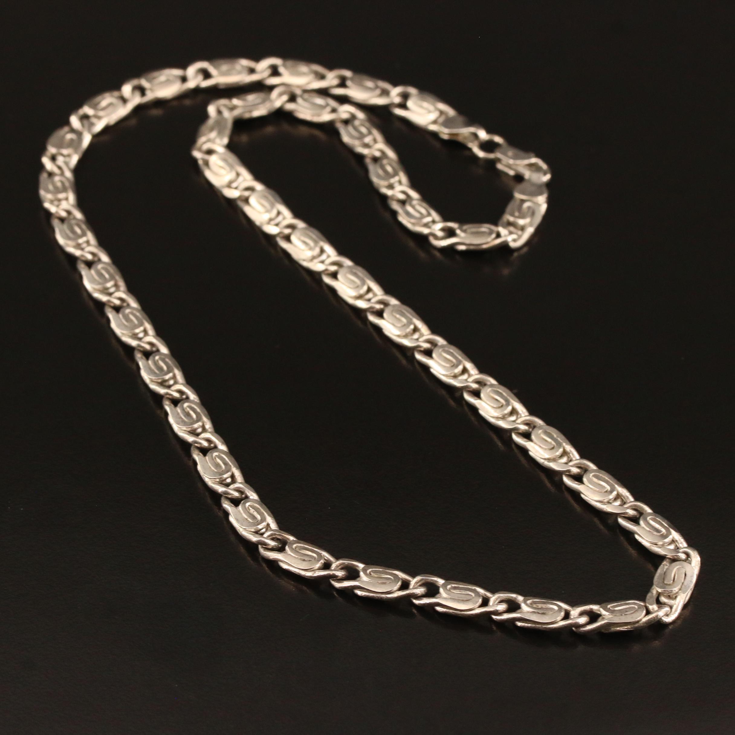 Sterling Silver Snail Link Chain Necklace