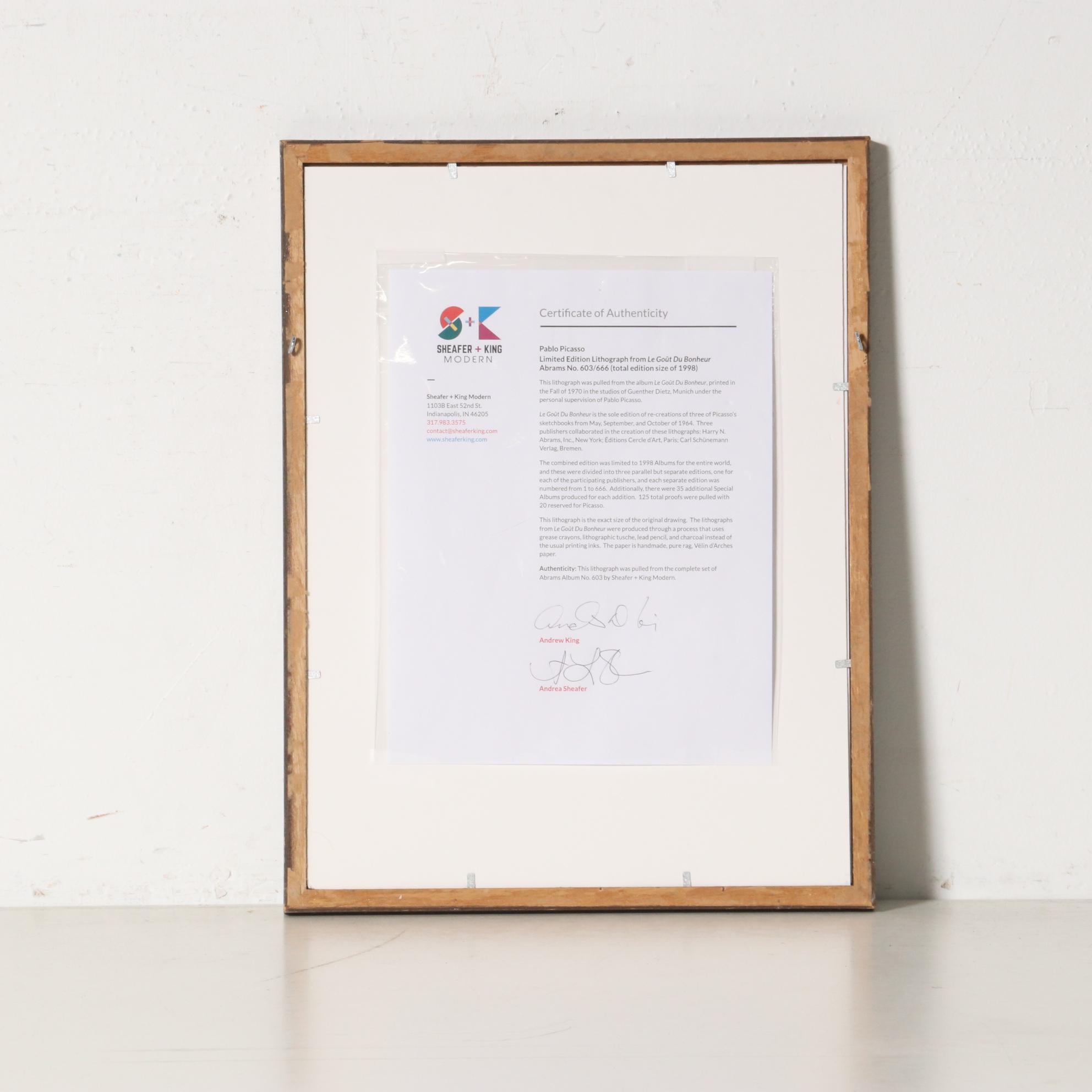 Pablo Picasso Lithograph from "Le Goût du Bonheur," 1970