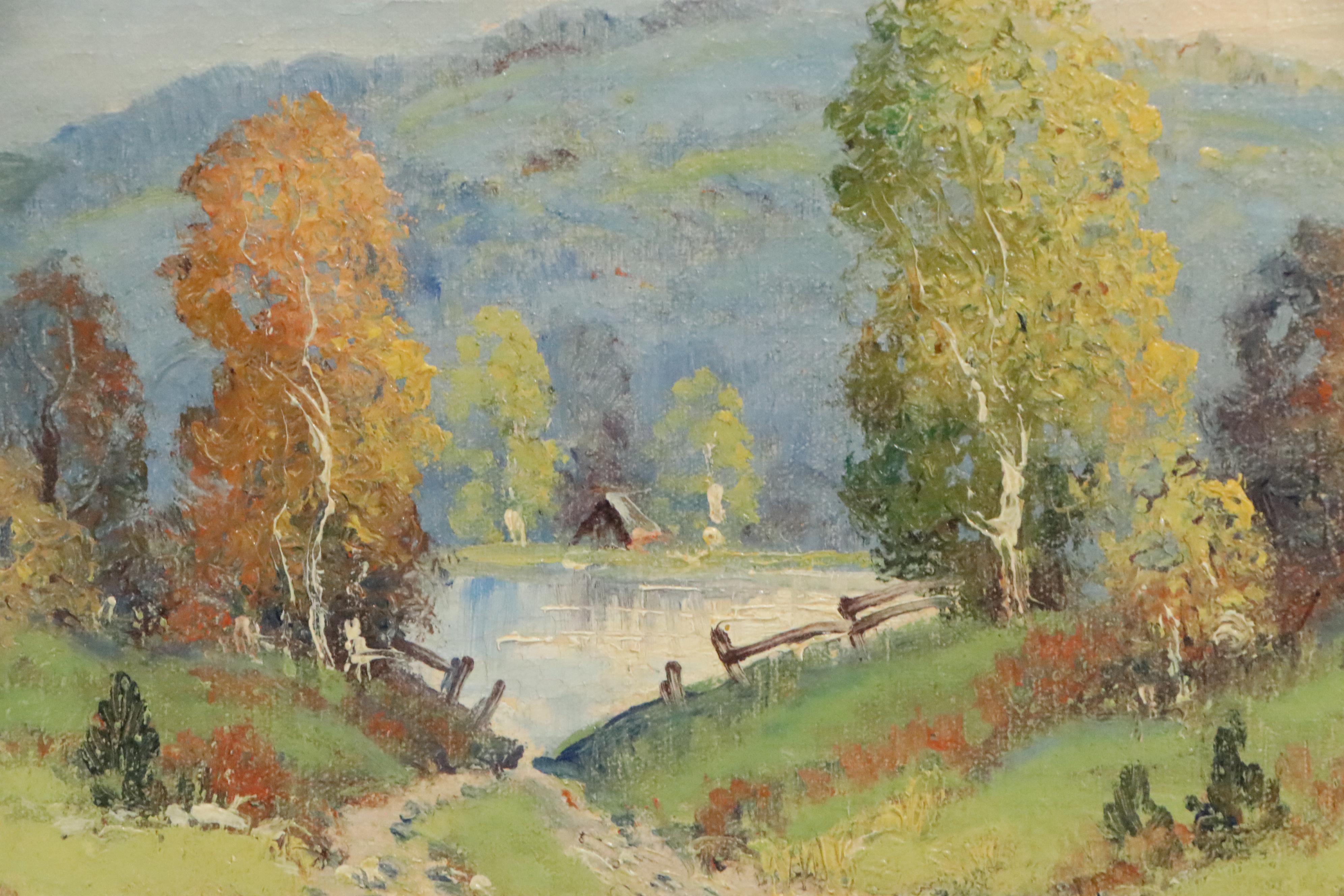 Ernest Fredericks Landscape Oil Painting of the Ozarks, Mid 20th Century