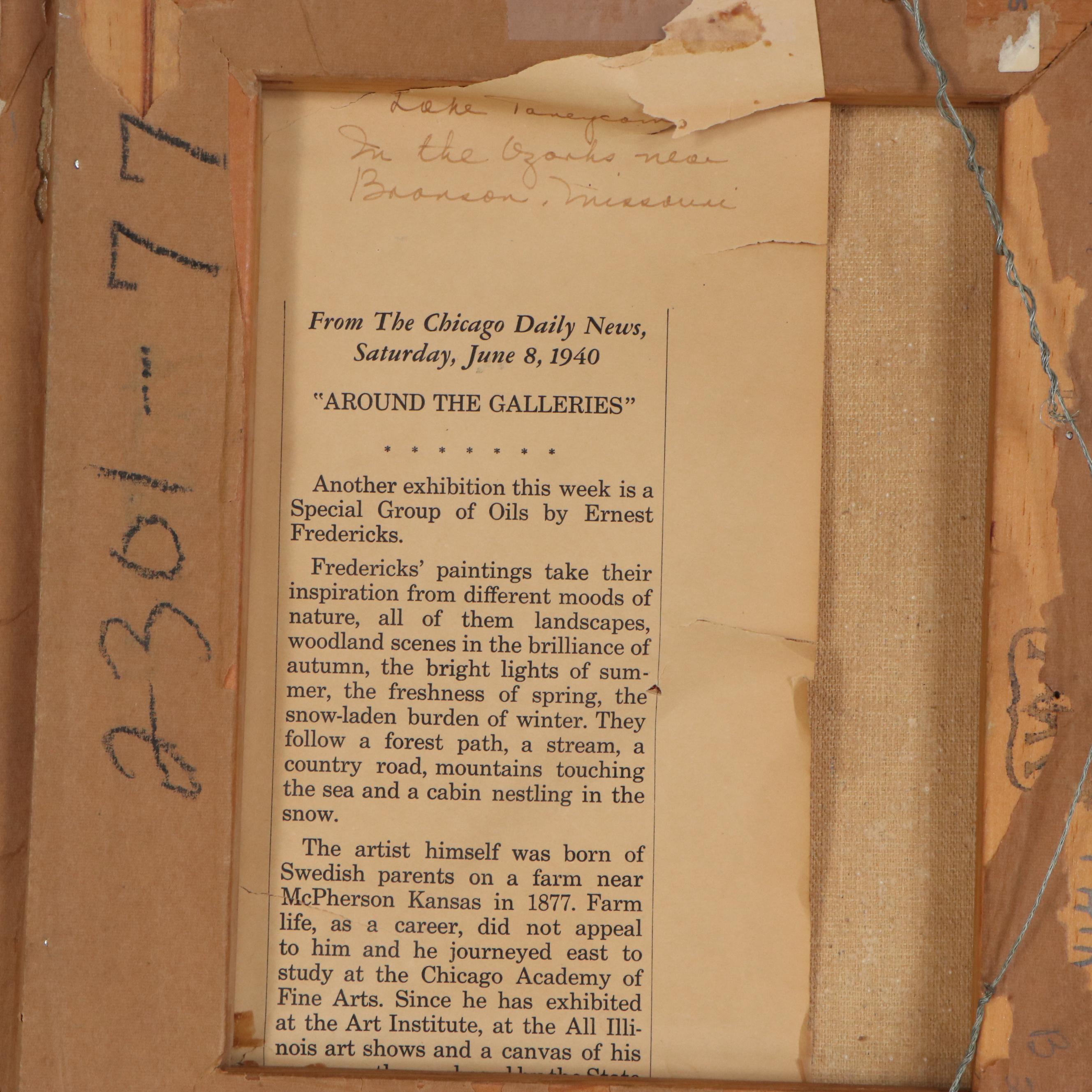 Ernest Fredericks Landscape Oil Painting of the Ozarks, Mid 20th Century