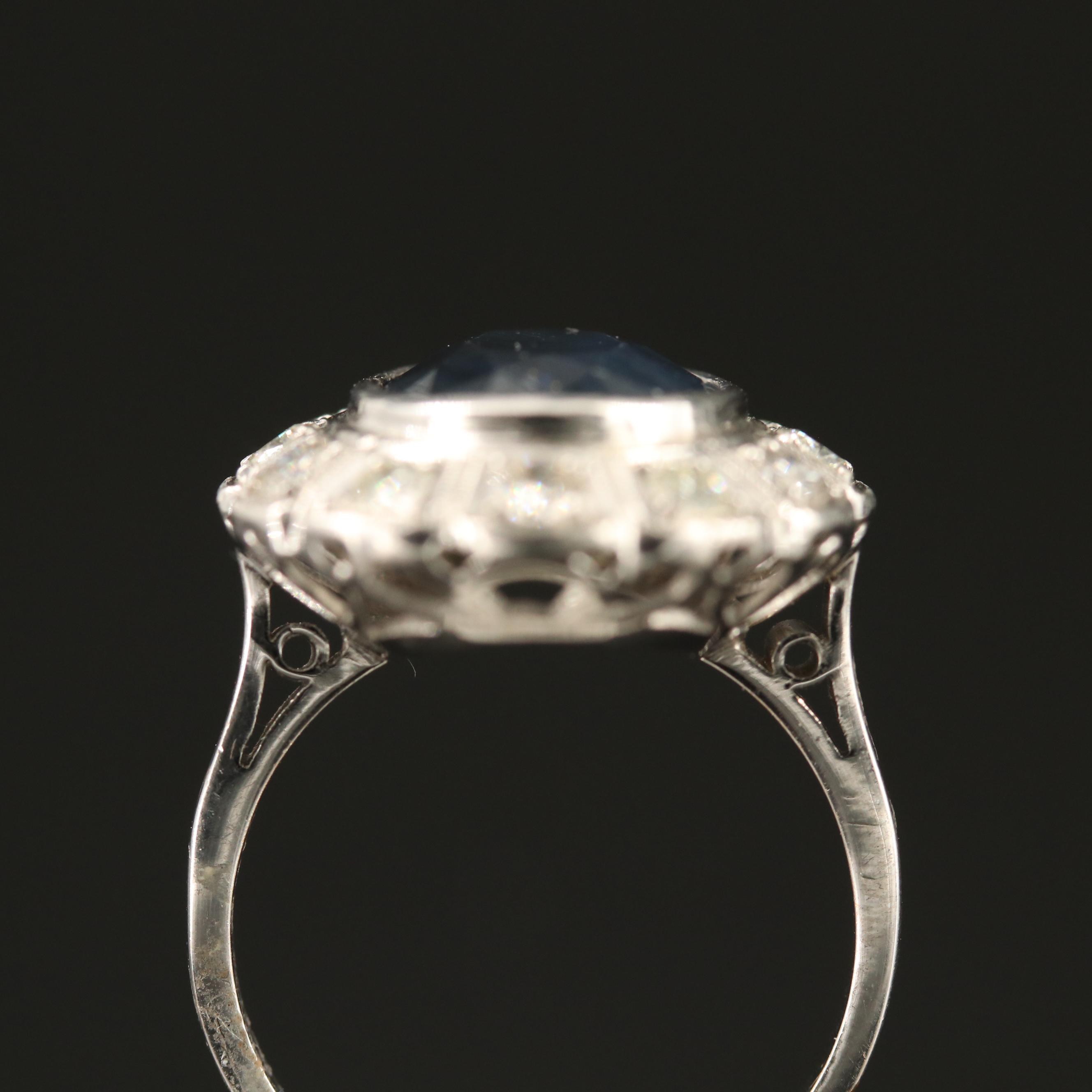 Vintage 18K 4.80 CTW Sapphire and Diamond Ring with Platinum Accent