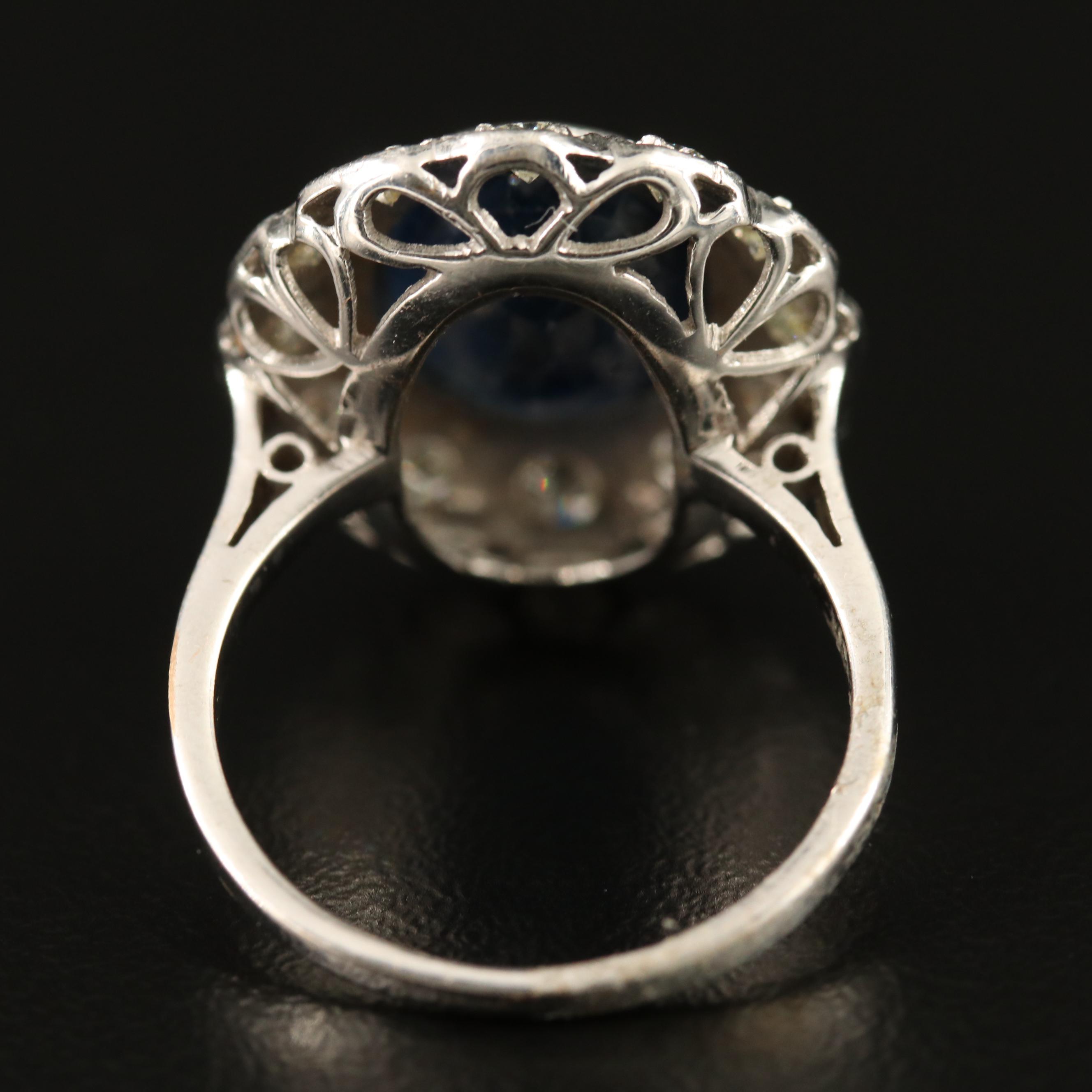 Vintage 18K 4.80 CTW Sapphire and Diamond Ring with Platinum Accent