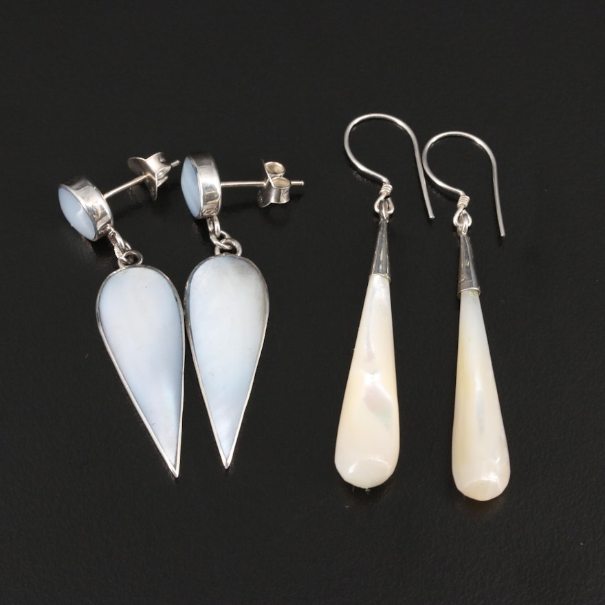 Sterling Silver Mother of Pearl Dangle Earrings