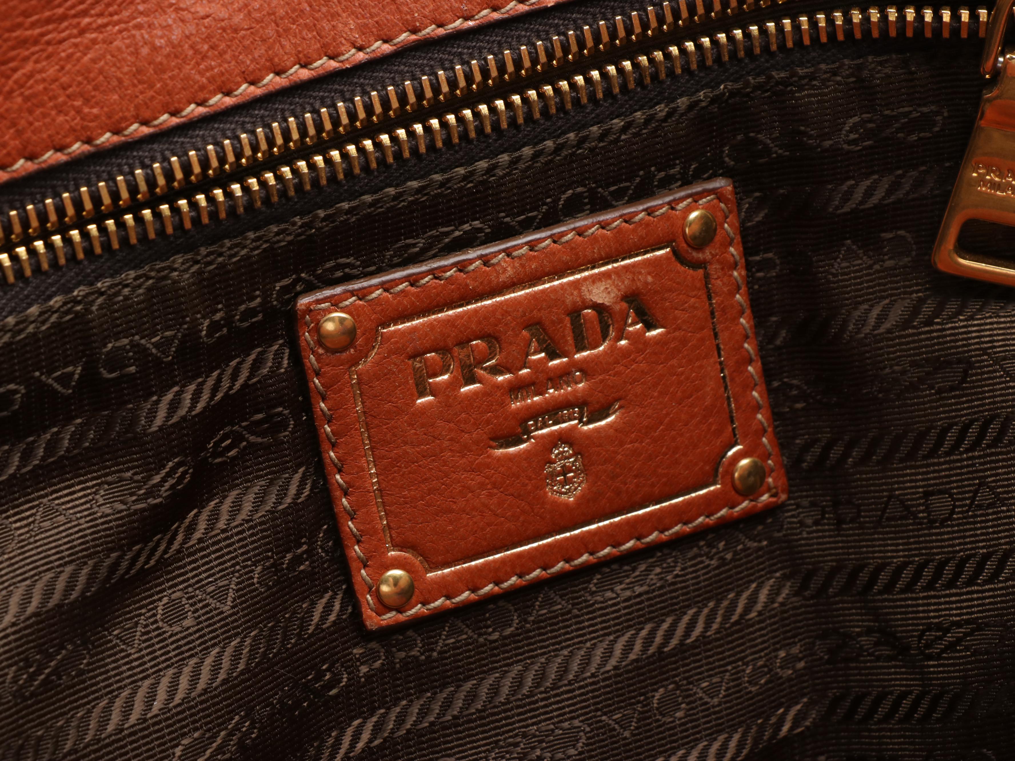 Prada Top Handle Bag in Cognac Cervo Leather