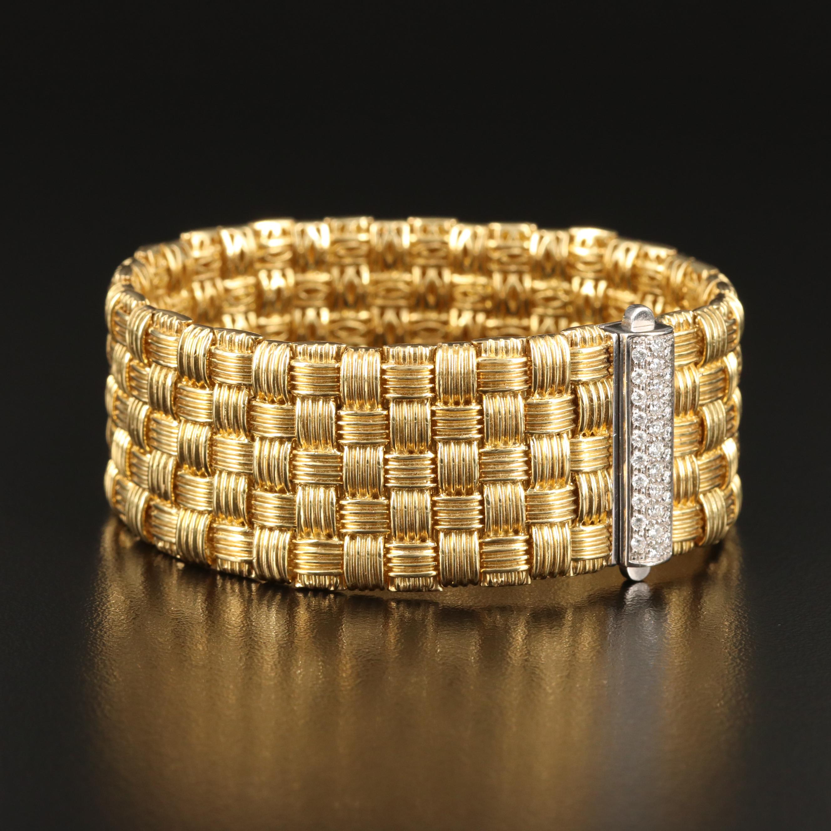 Roberto Coin "Appassionata" 18K Five Row Bracelet with Diamond Clasp