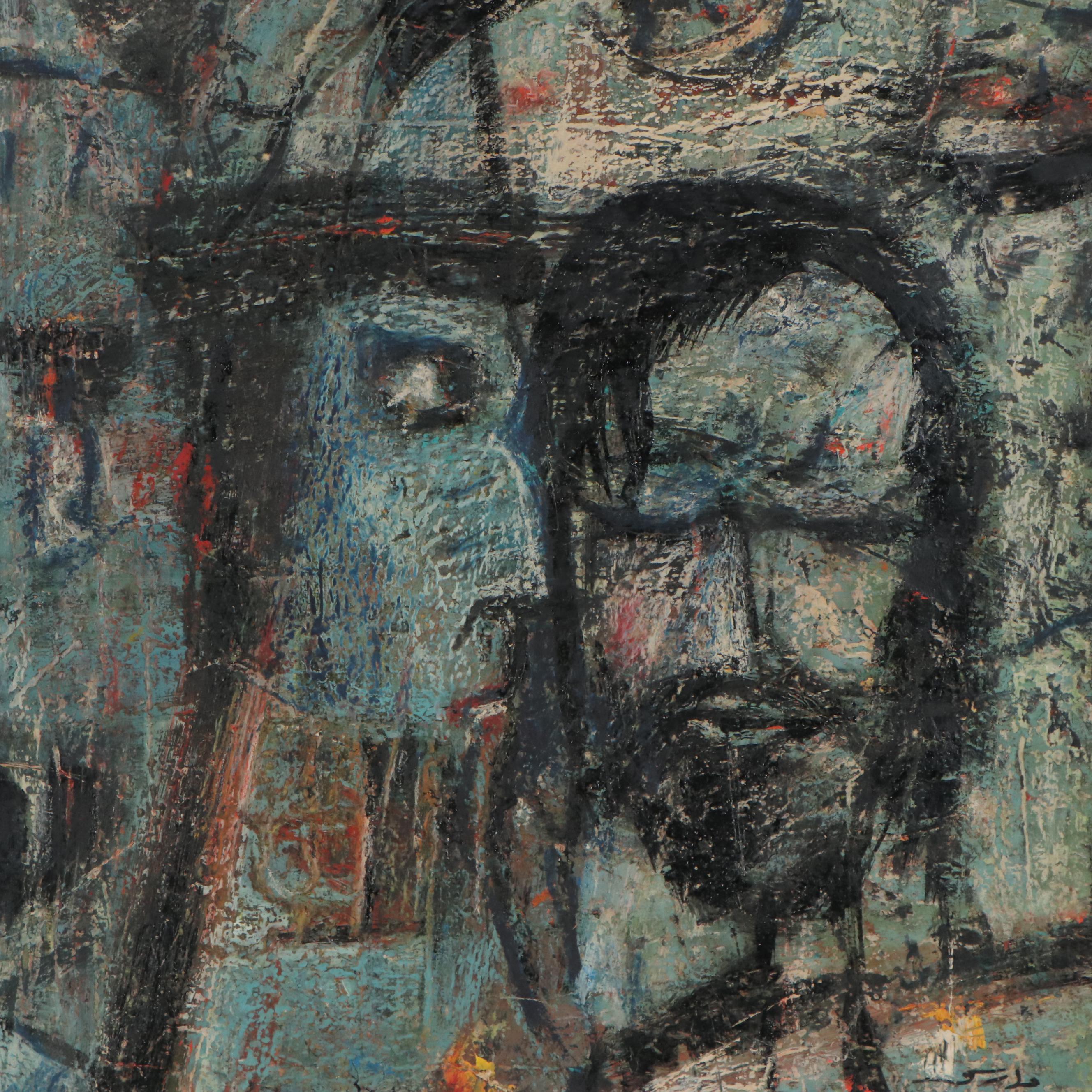 Fateh Moudarres Oil Painting "Il Bacio Di Juda," Circa 1955