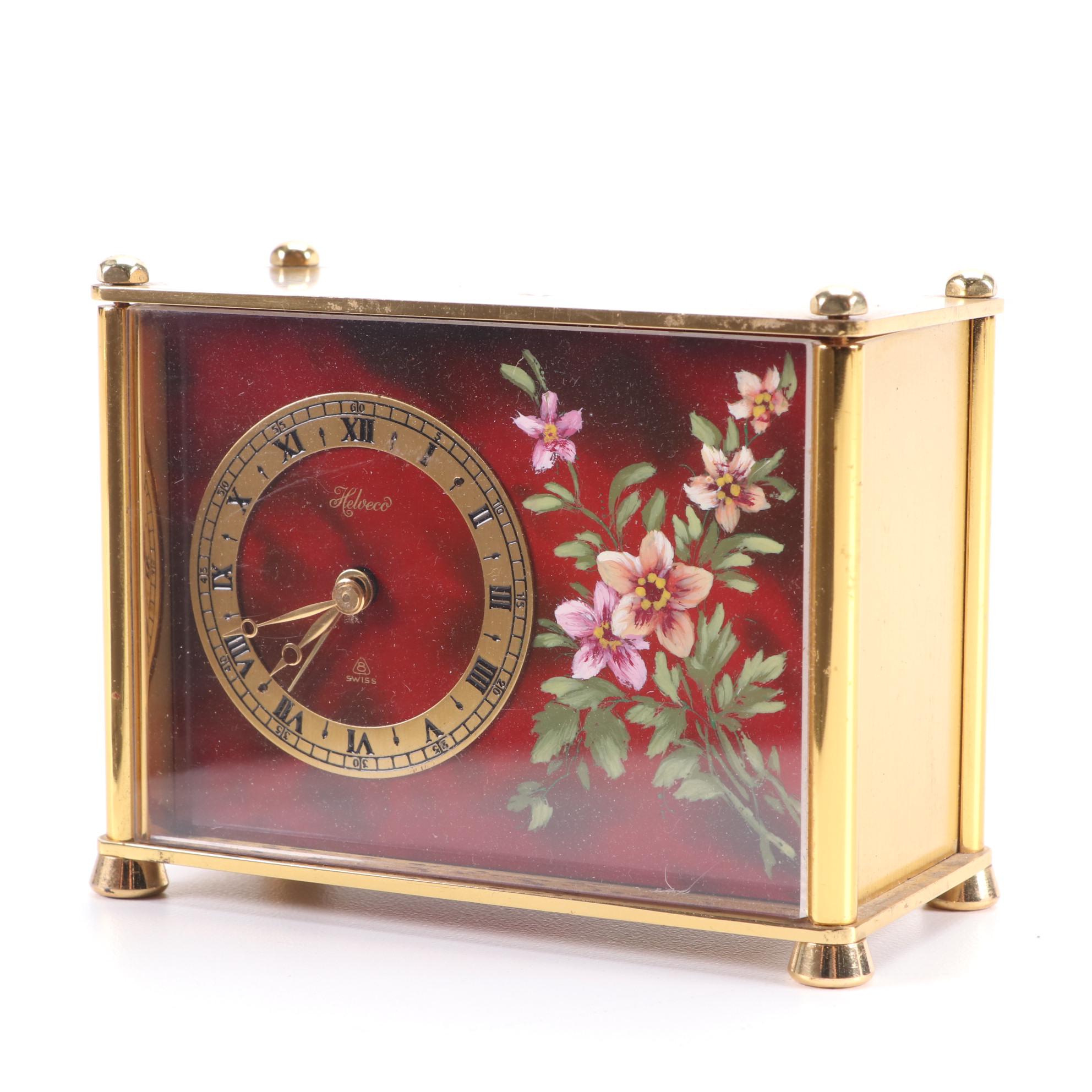 Helveco Combination Alarm Clock/Music Box with Japanese Gold Plate Stand