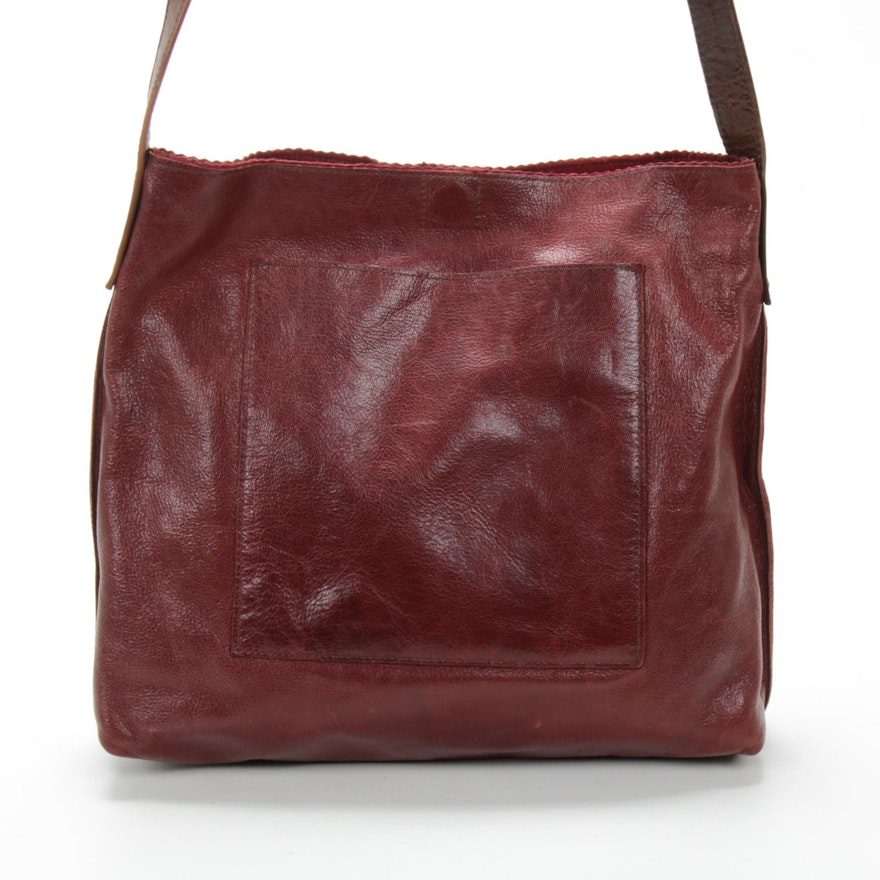 B-May Shoulder Bag in Distressed Burgundy Red Leather