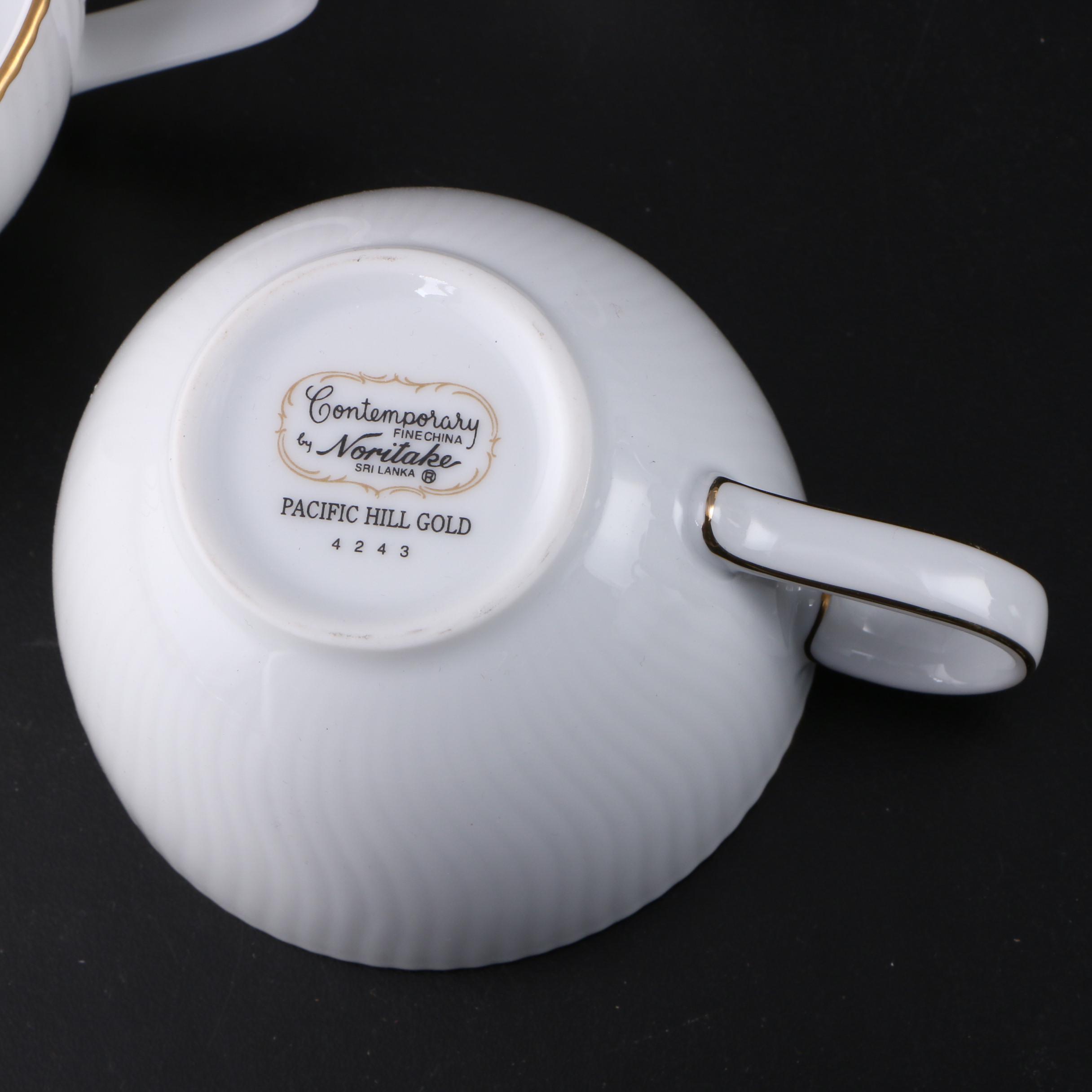 Noritake "Pacific Hill Gold" Porcelain Dinnerware and Tableware, 1999-2000