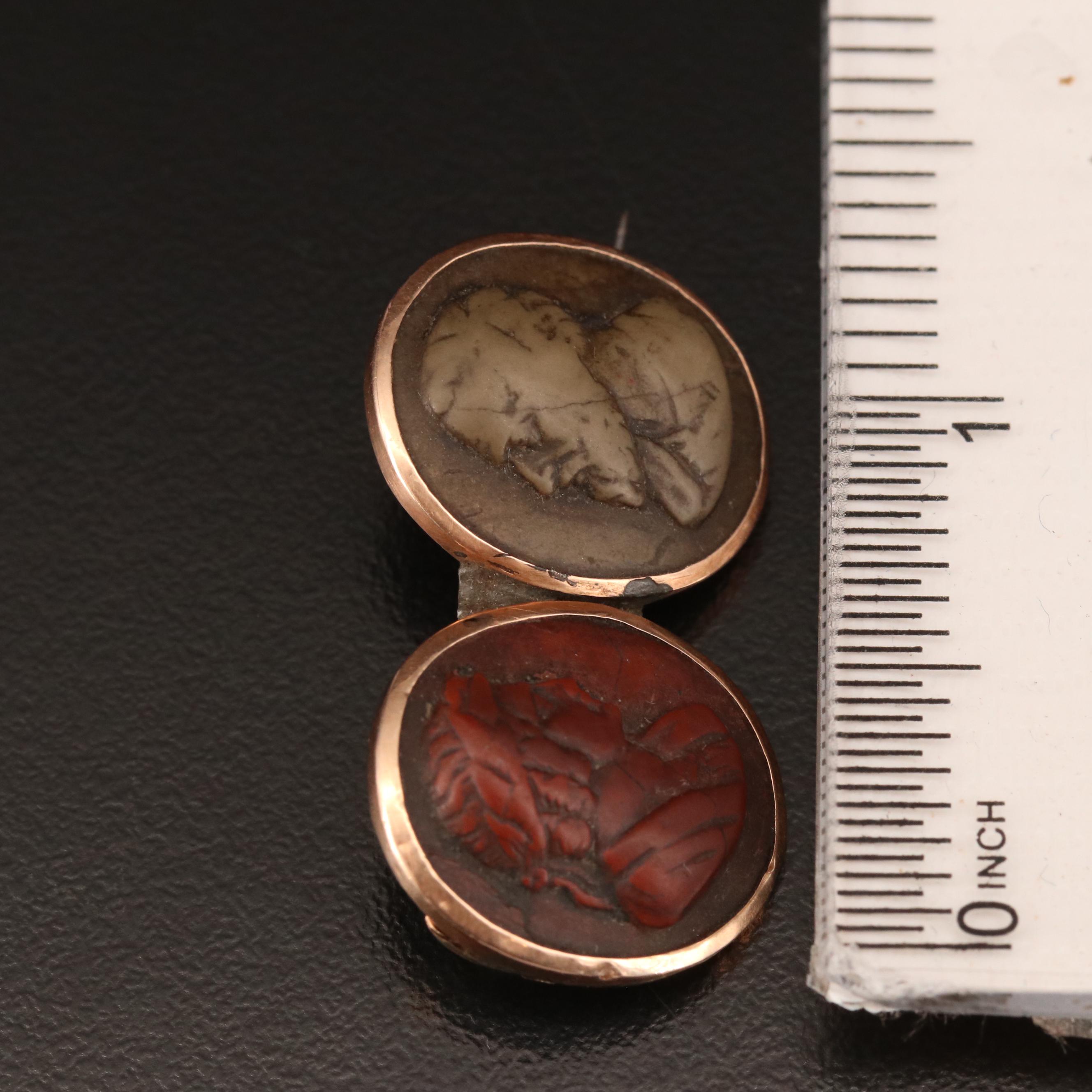 Victorian Greek Revival Jasper Aristotle and Plato Cameo Pin