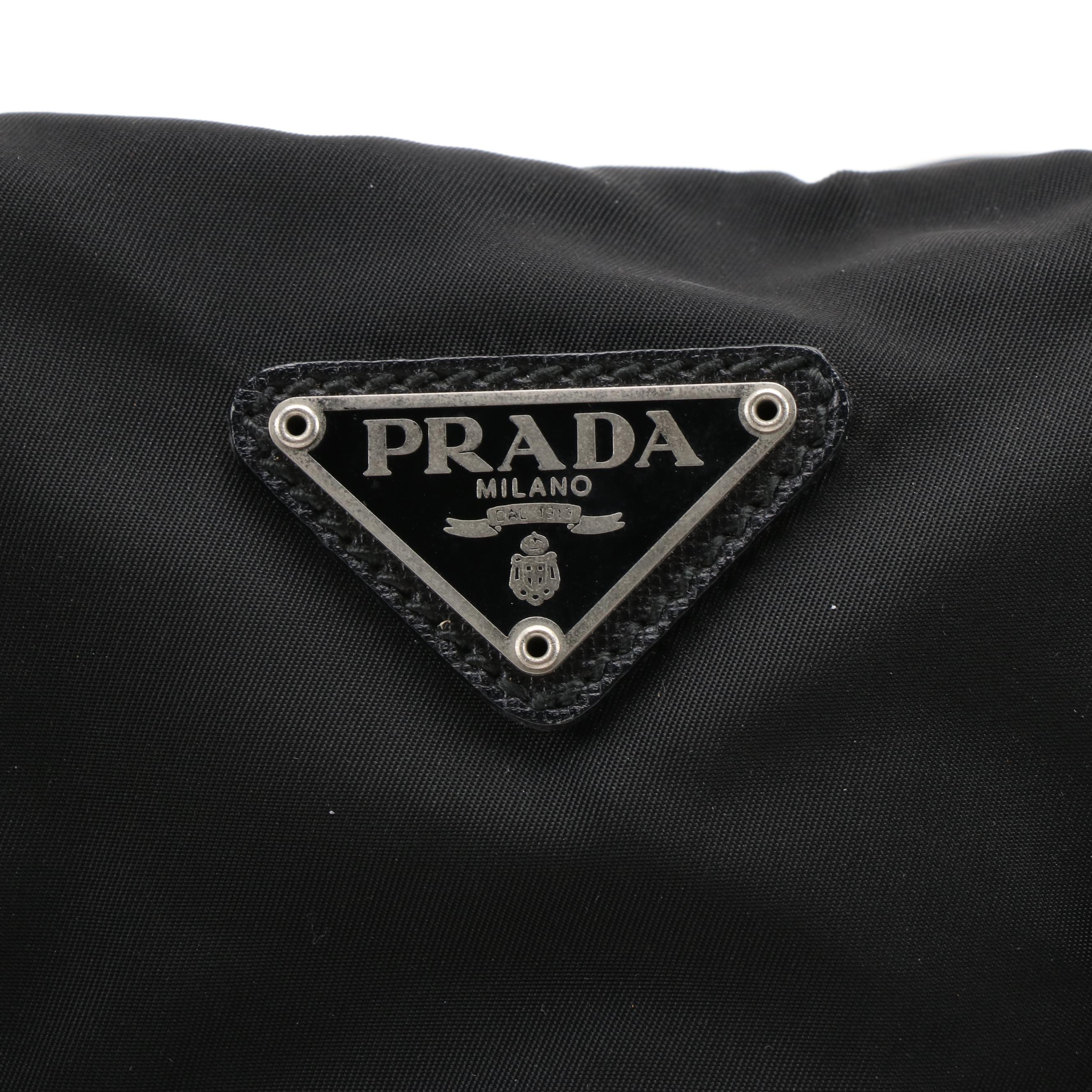 Prada Black Nylon and Leather Top Handle Bag