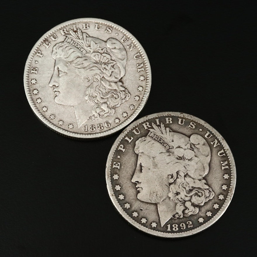Better Date 1886-O and 1892-S Morgan Silver Dollars