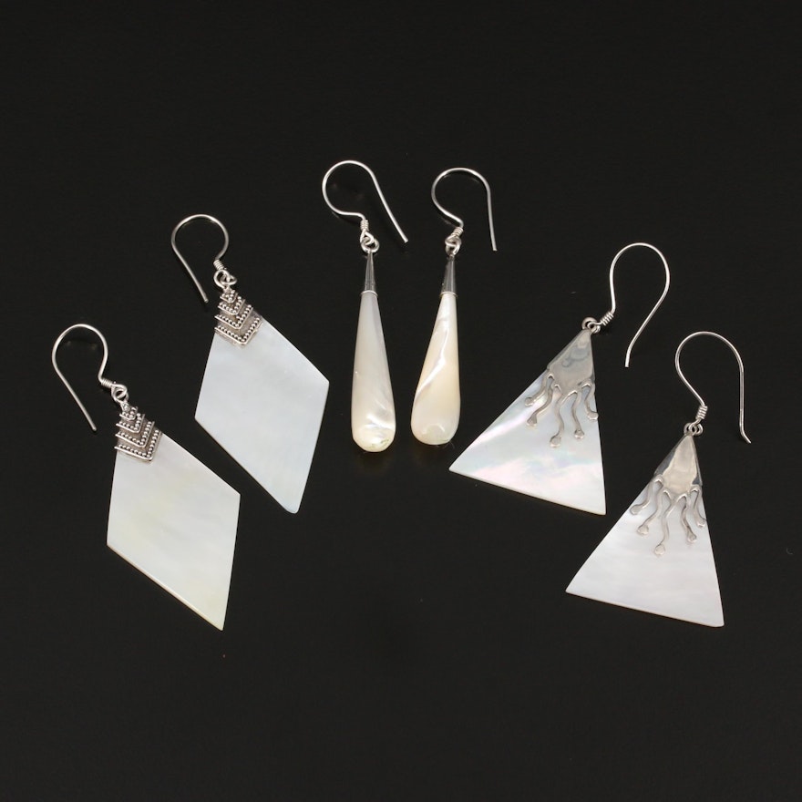 Sterling Geometric and Teardrop Earrings