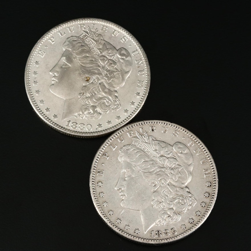 Pair of Lightly Circulated Morgan Silver Dollars