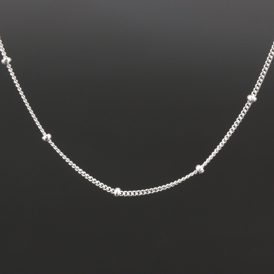 Sterling Silver Bead Station Necklace