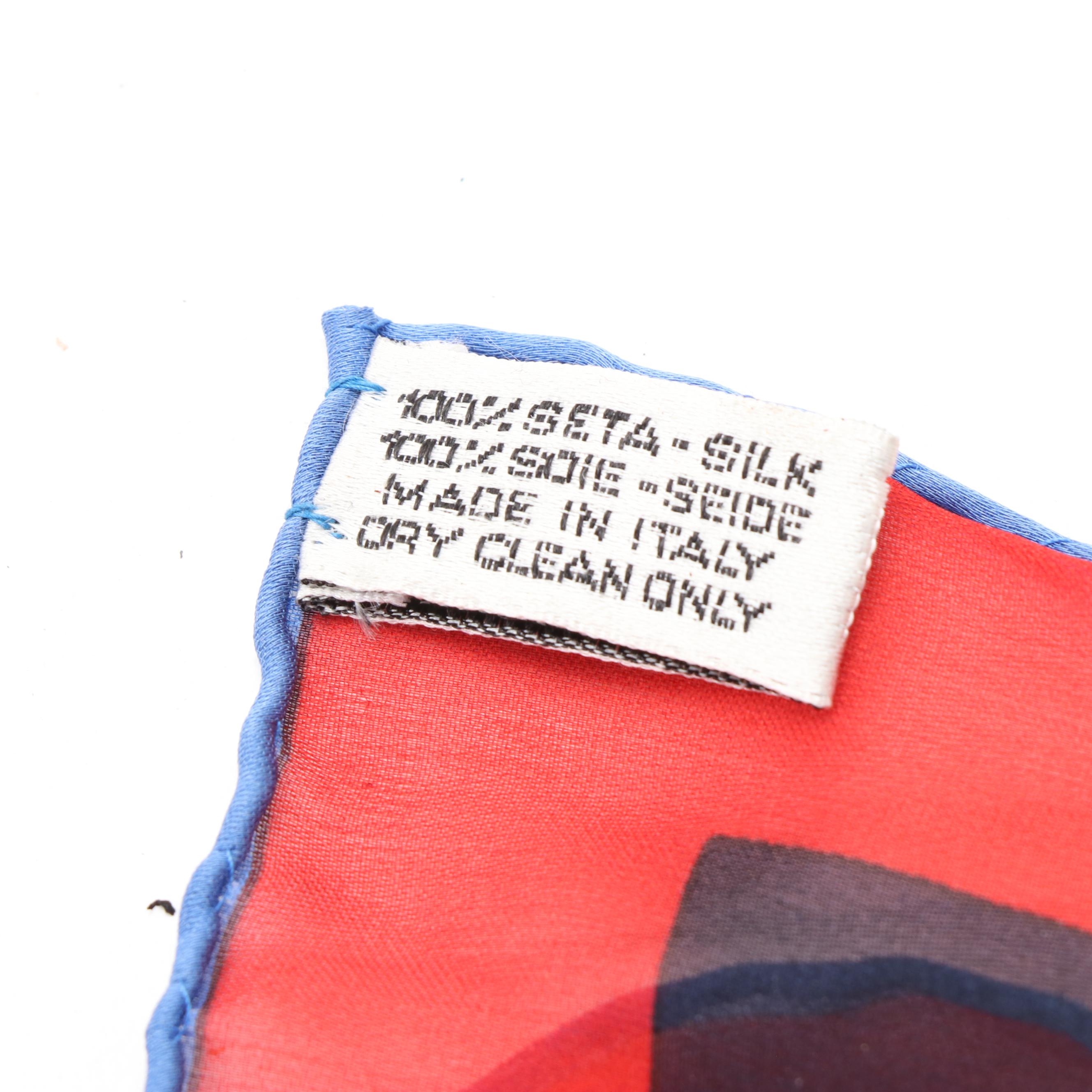 Chanel Silk Chiffon Camellia No. 5 Print Scarf in Red White and Blue