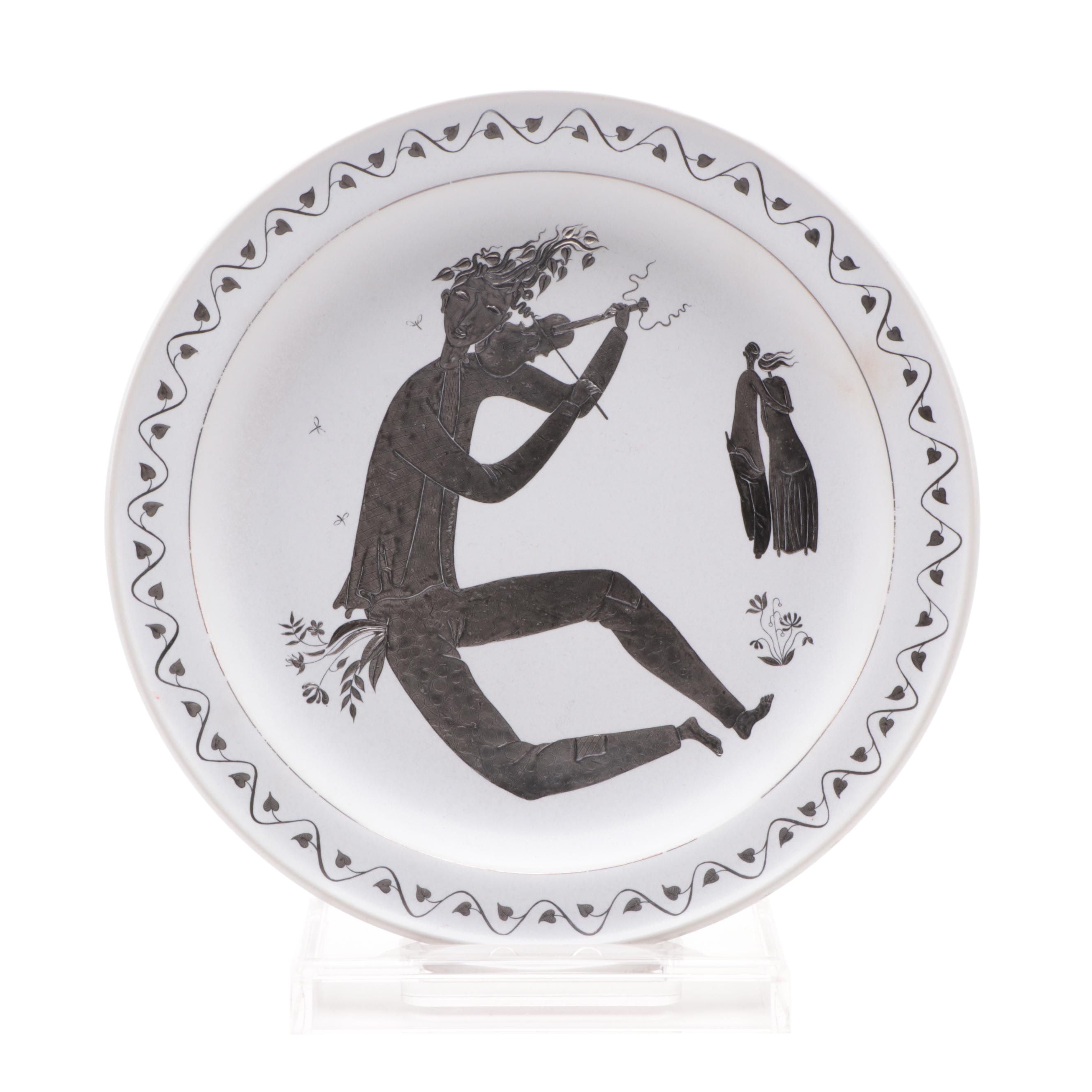 Stig Lindberg for Gustavsberg "Grazia" Ceramic Serving Plate, Mid-20th Century