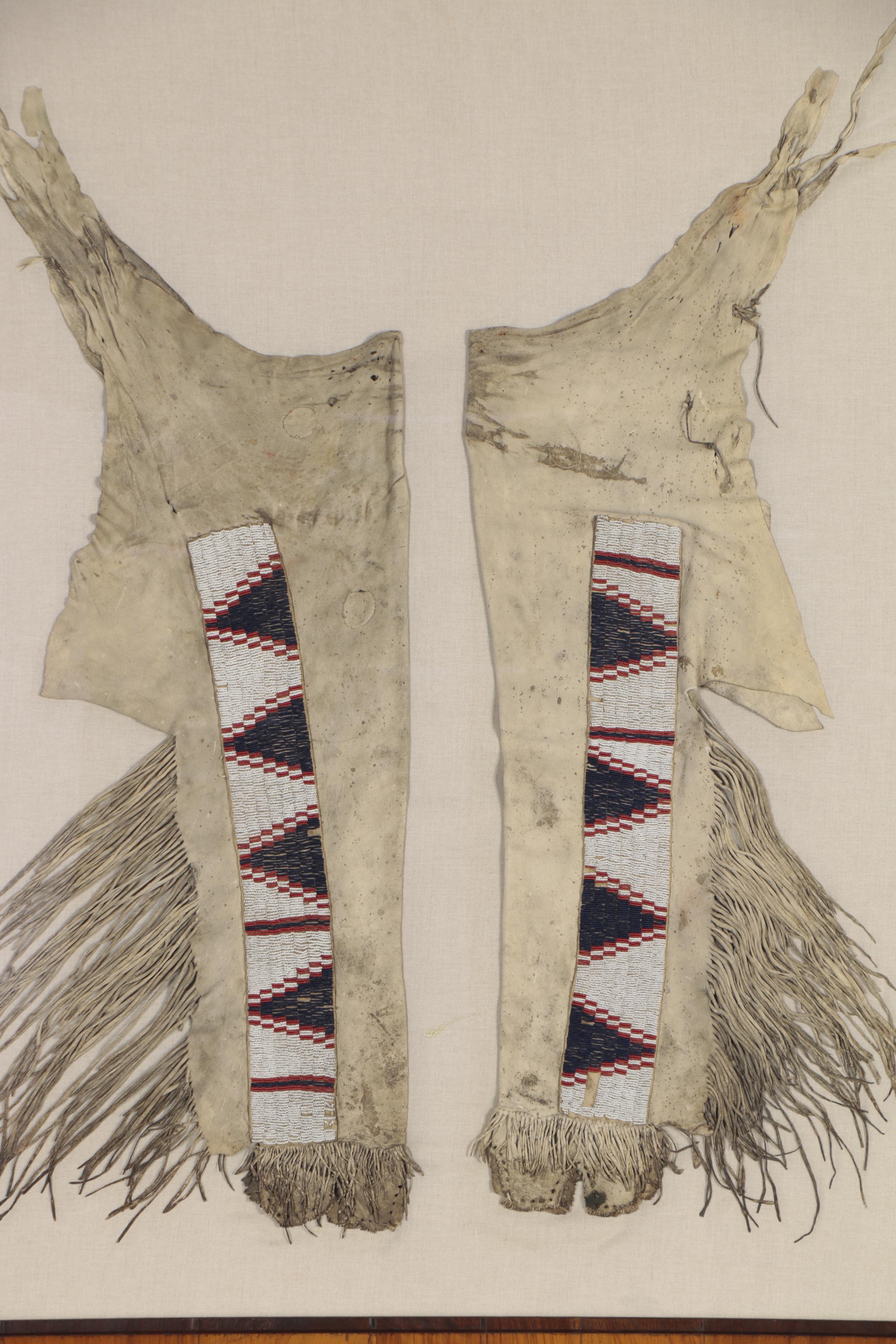 Great Basin Native American Beaded Buckskin Leggings