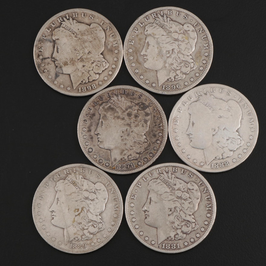 Better Date 1898-S and Five Other Morgan Silver Dollars