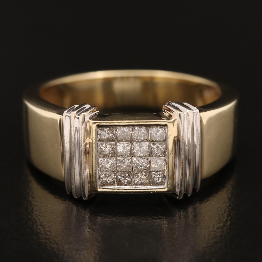 14K Invisible Set Diamond Ring
