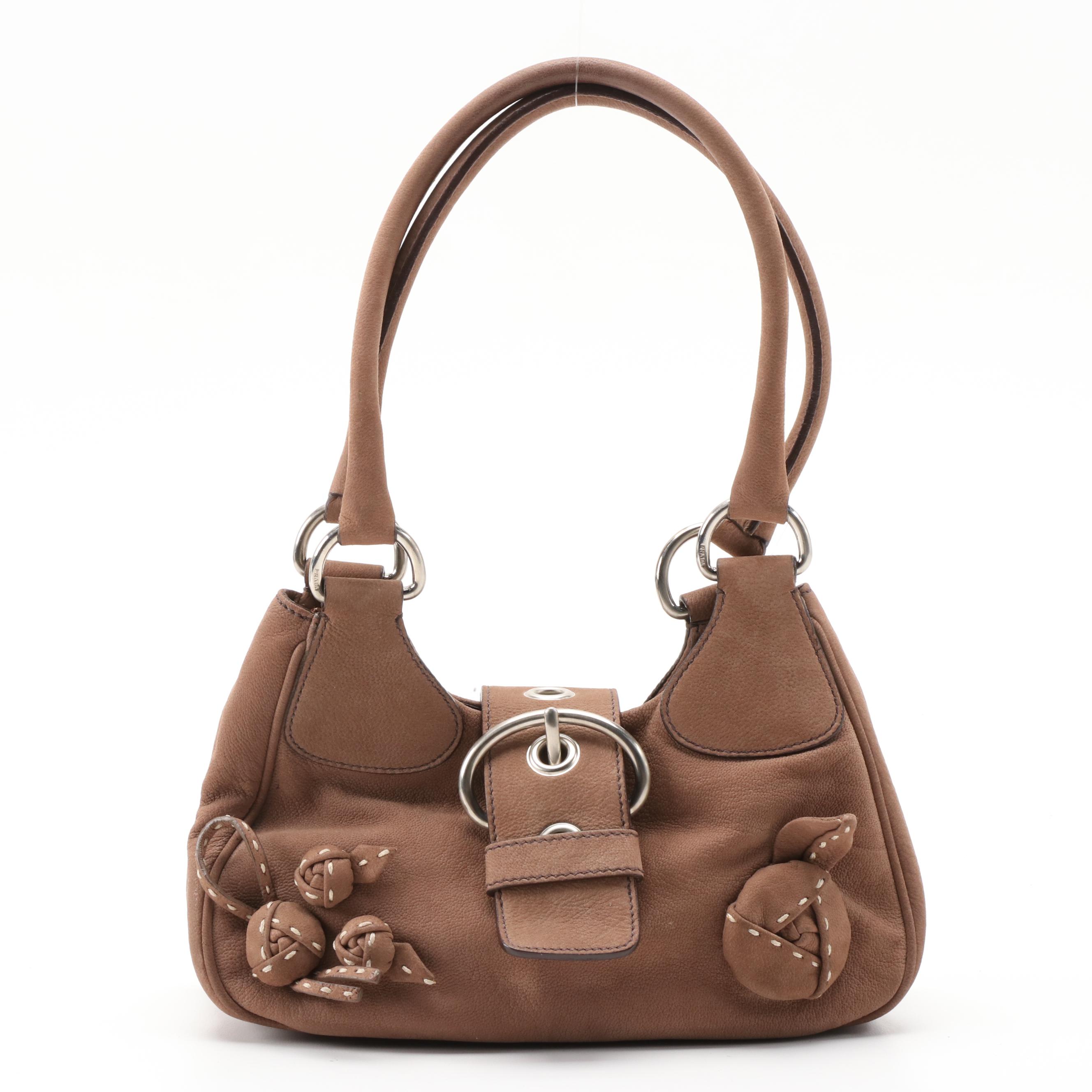 Prada Semitracolla Moon Rose Bag in Castoro Leather