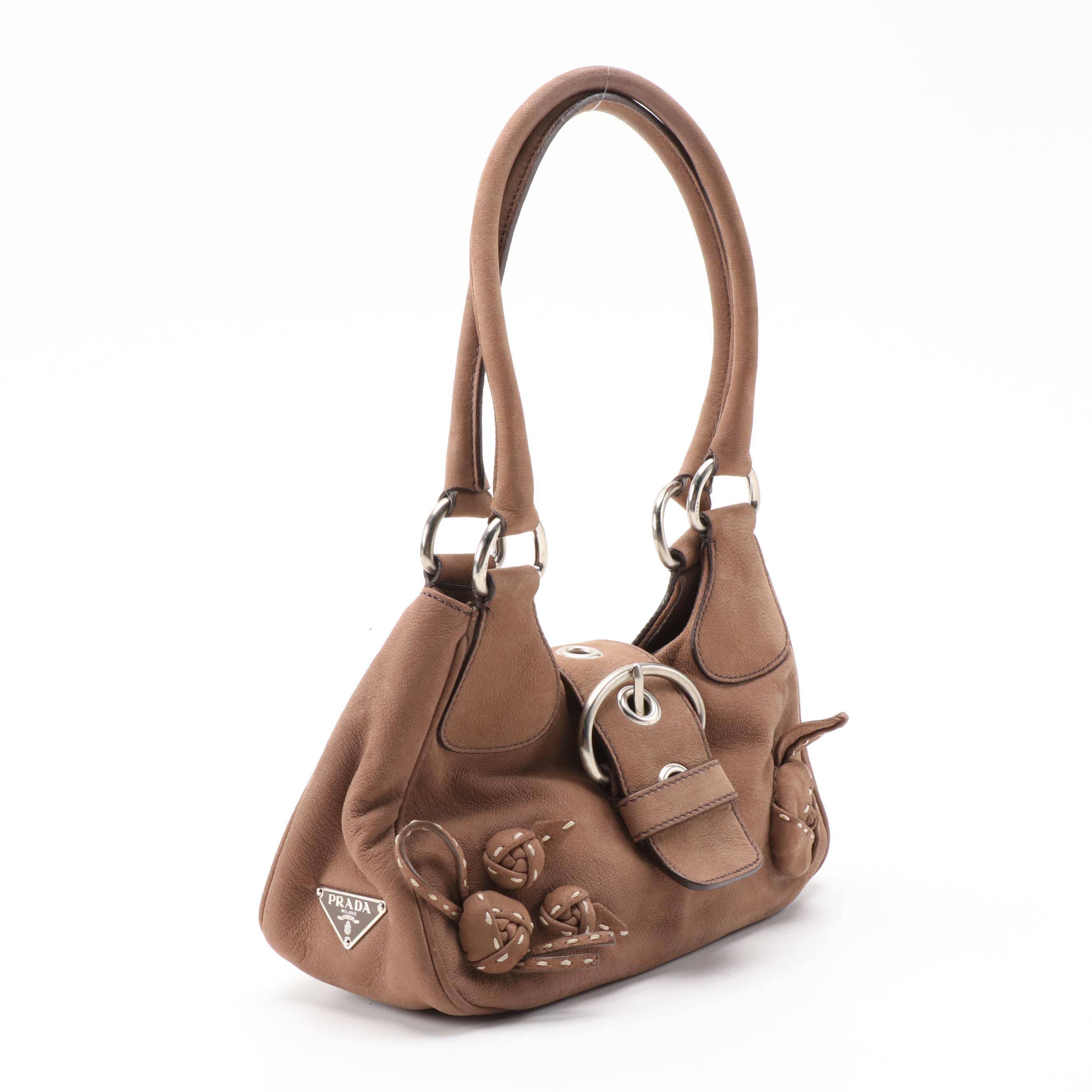 Prada Semitracolla Moon Rose Bag in Castoro Leather