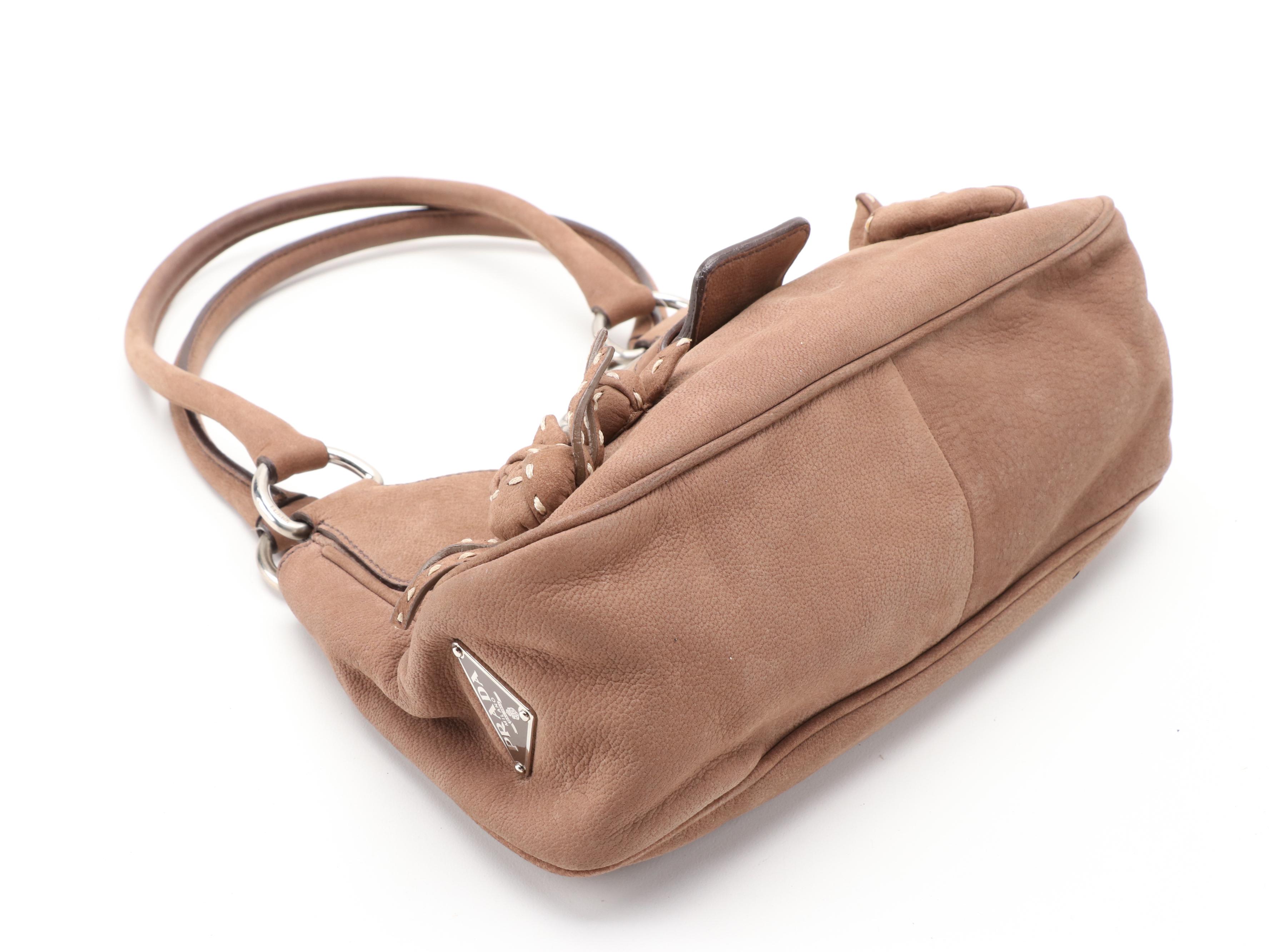 Prada Semitracolla Moon Rose Bag in Castoro Leather