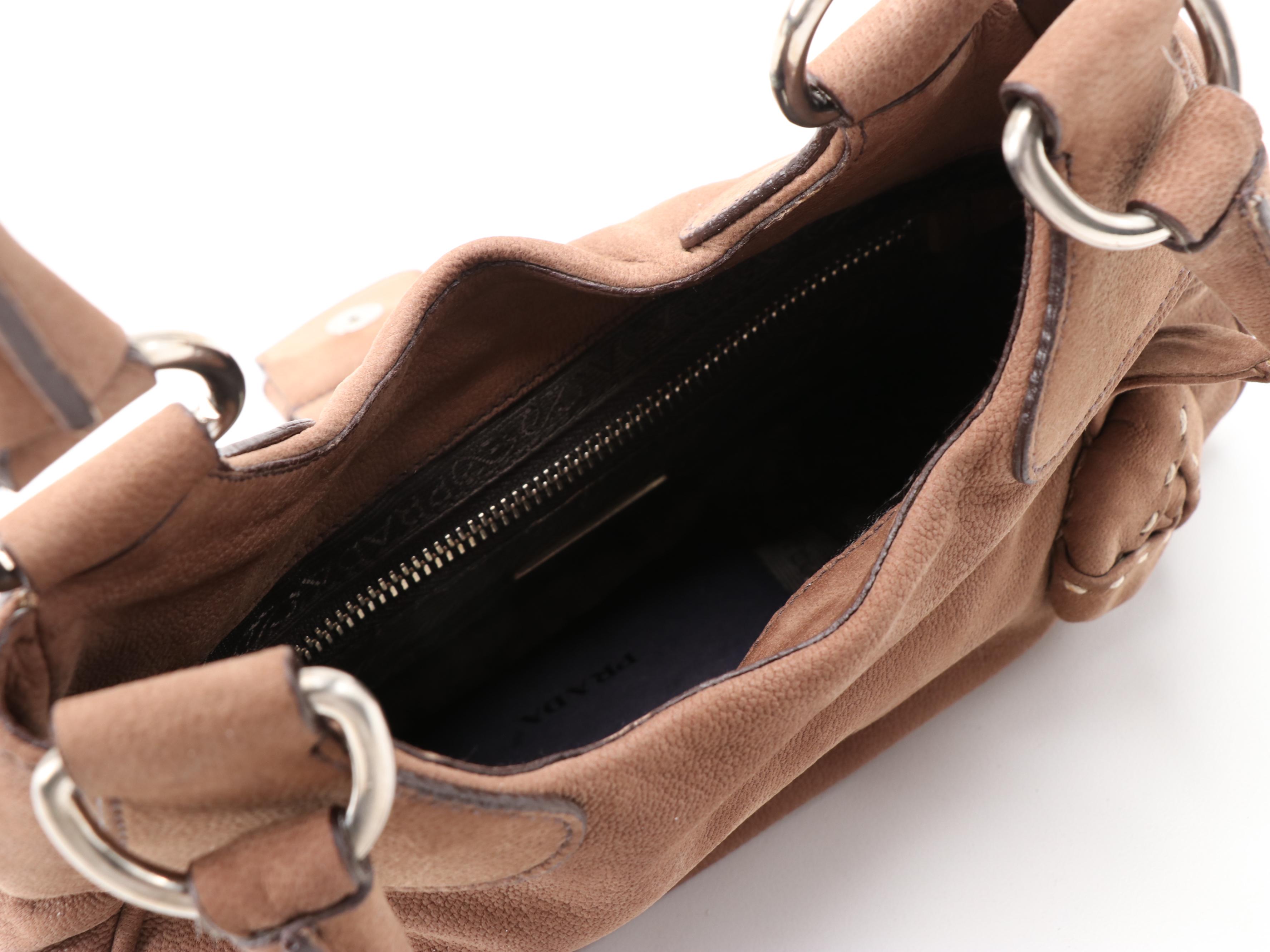 Prada Semitracolla Moon Rose Bag in Castoro Leather