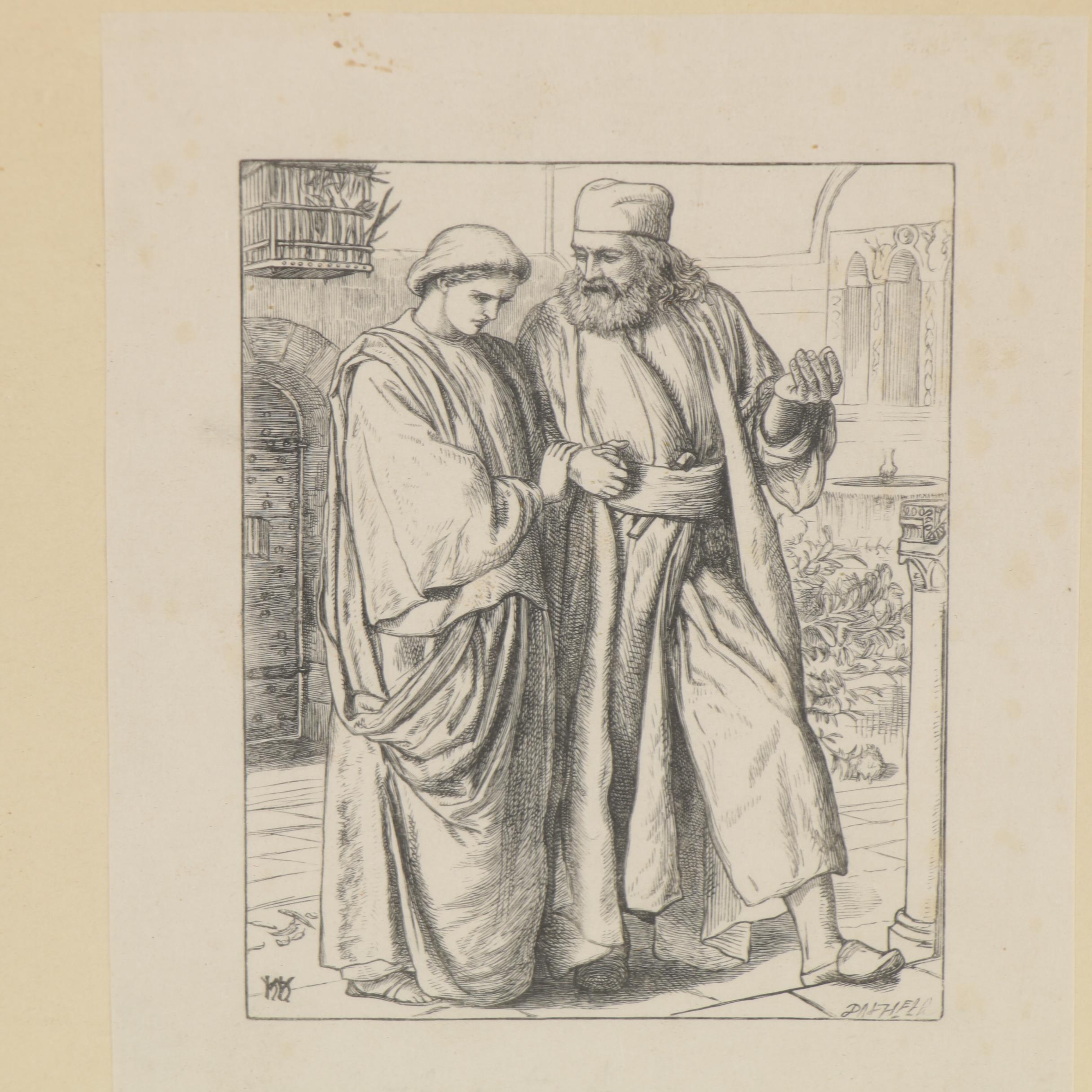 Brothers Dalziel Wood Engraving after W. Holman Hunt "The Lent Jewels," 1862