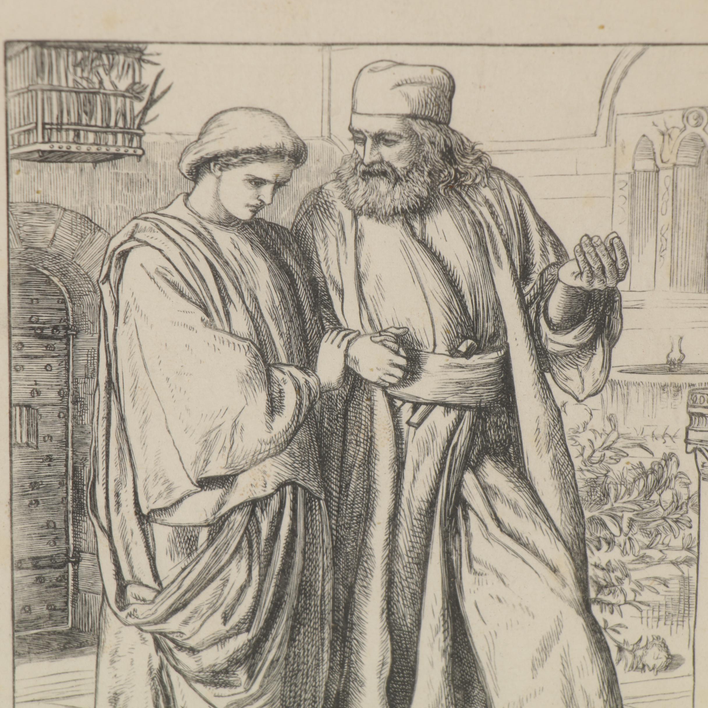 Brothers Dalziel Wood Engraving after W. Holman Hunt "The Lent Jewels," 1862