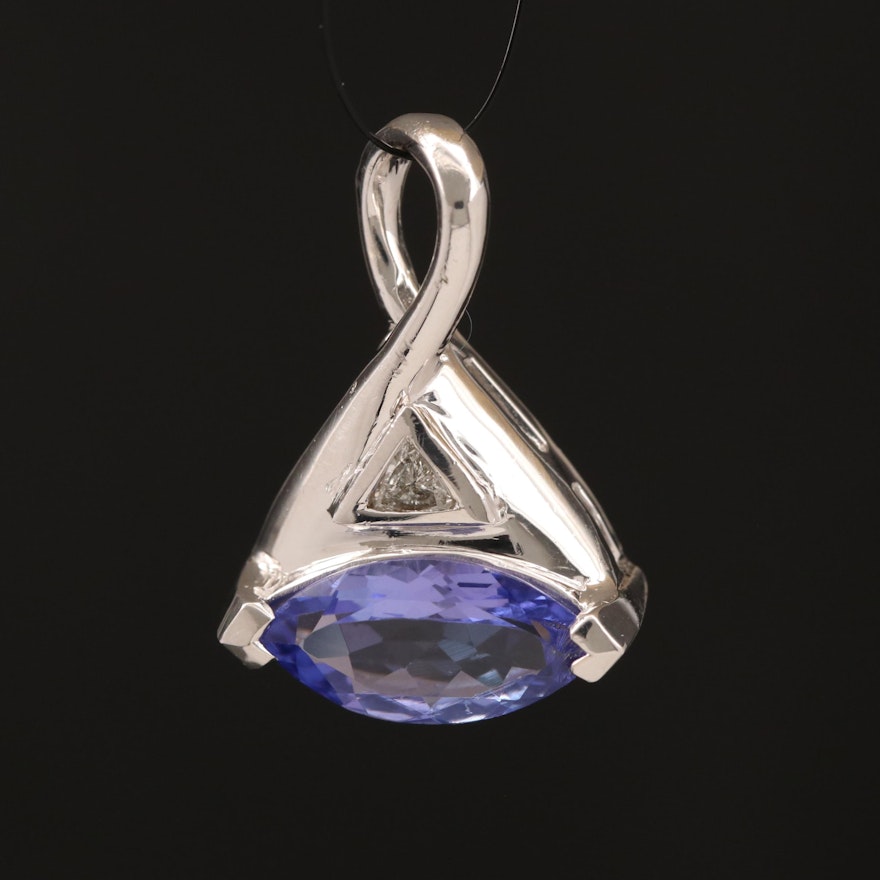 14K Tanzanite and Diamond Slide Pendant