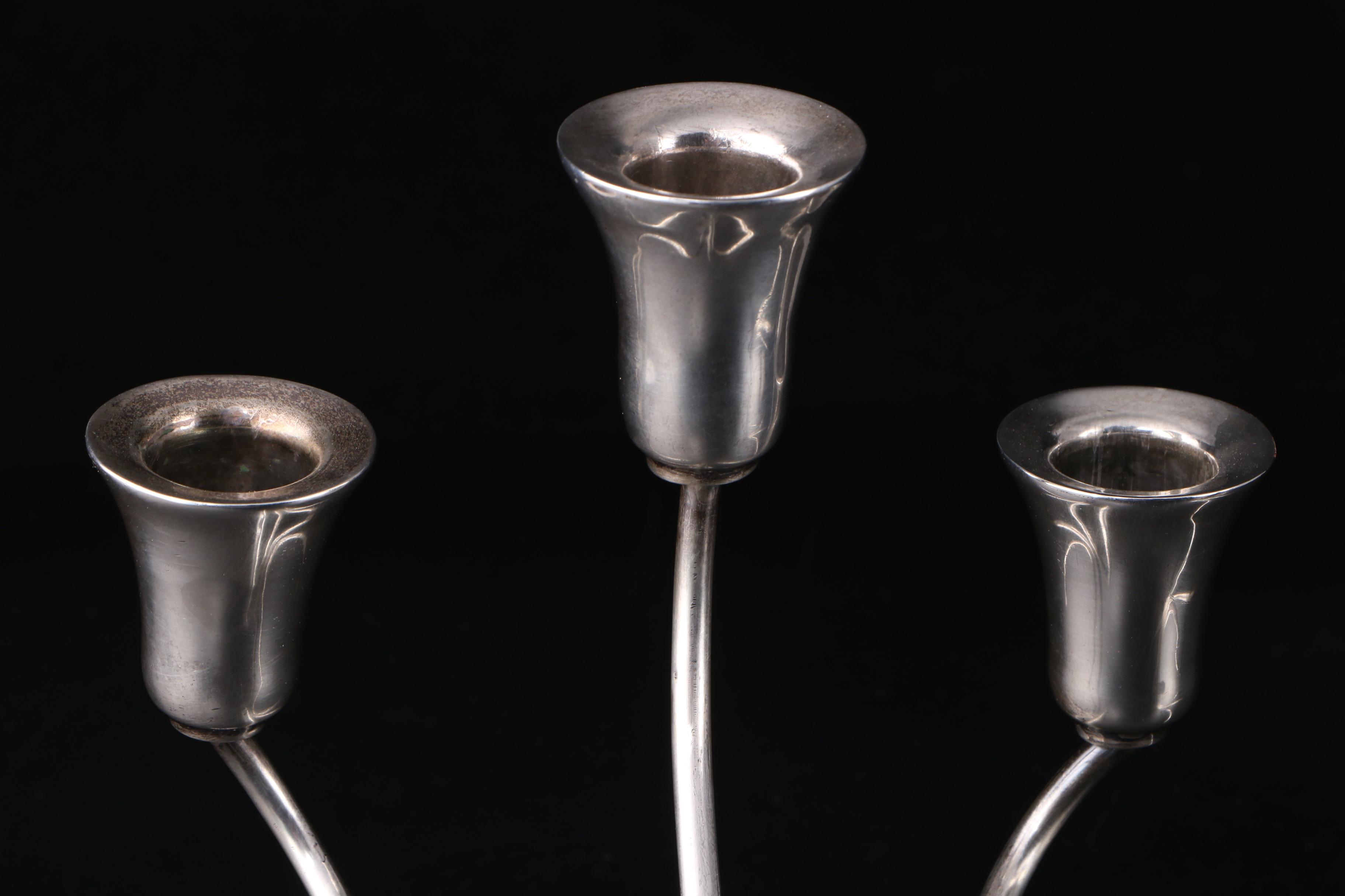 Pair of Modernist Sterling Silver Candle Holders