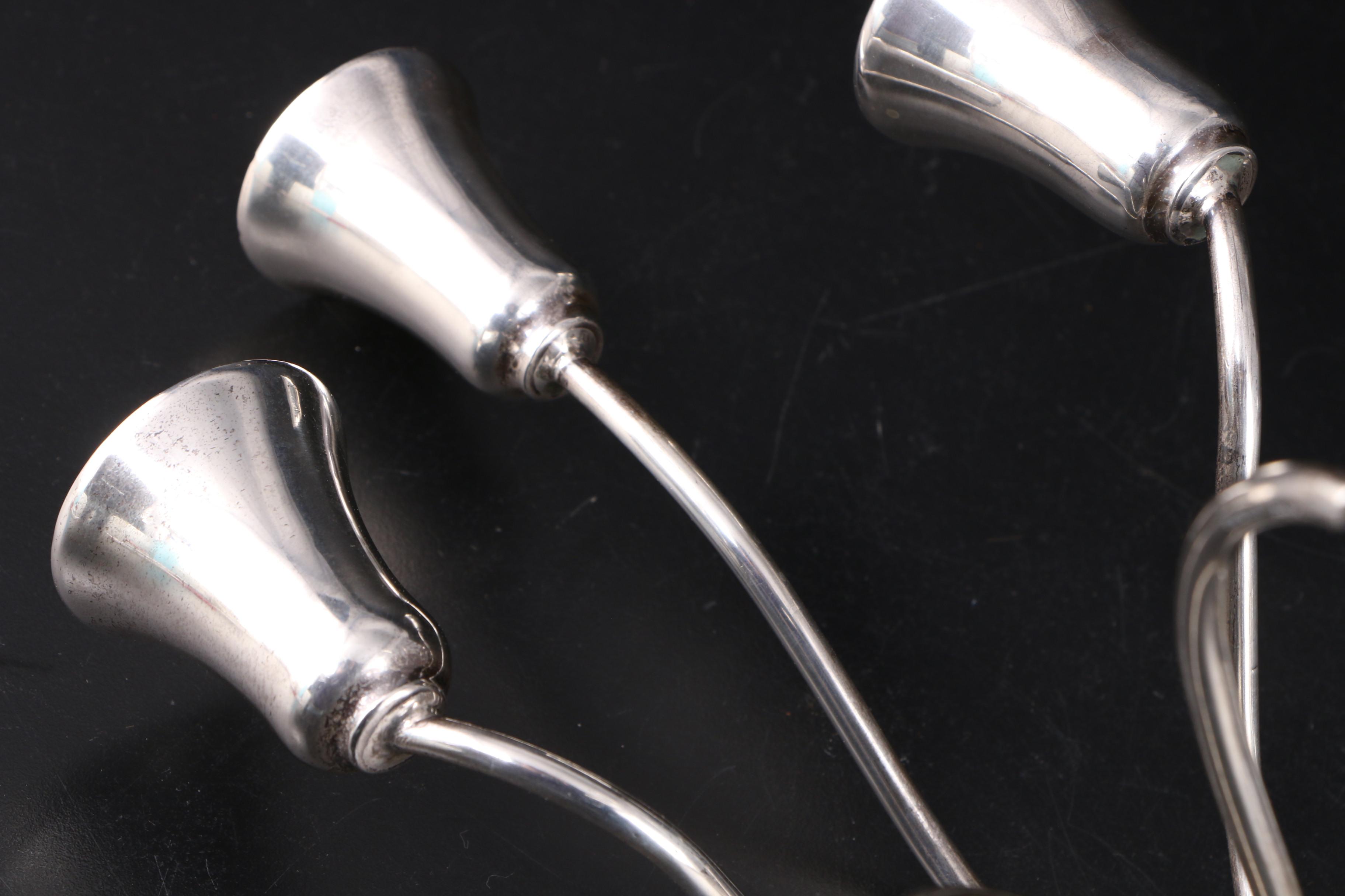 Pair of Modernist Sterling Silver Candle Holders