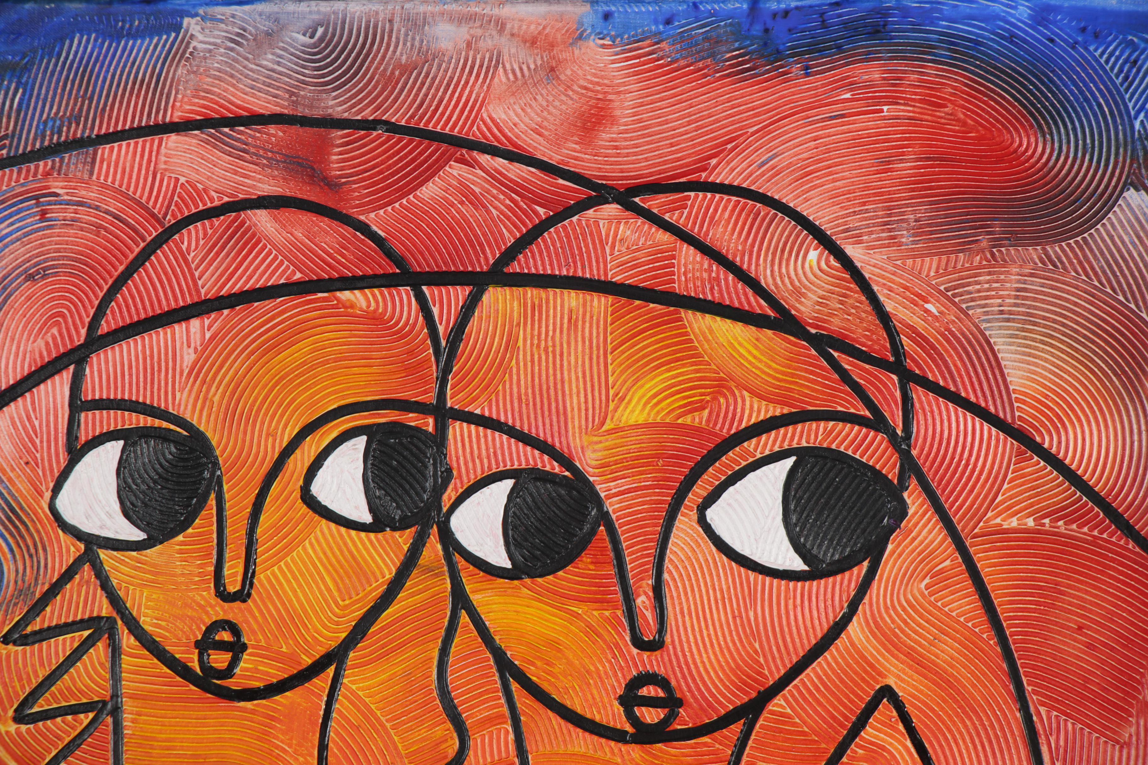 Abiola Idowu Mixed Media Painting "We Shall Win Together," 2020