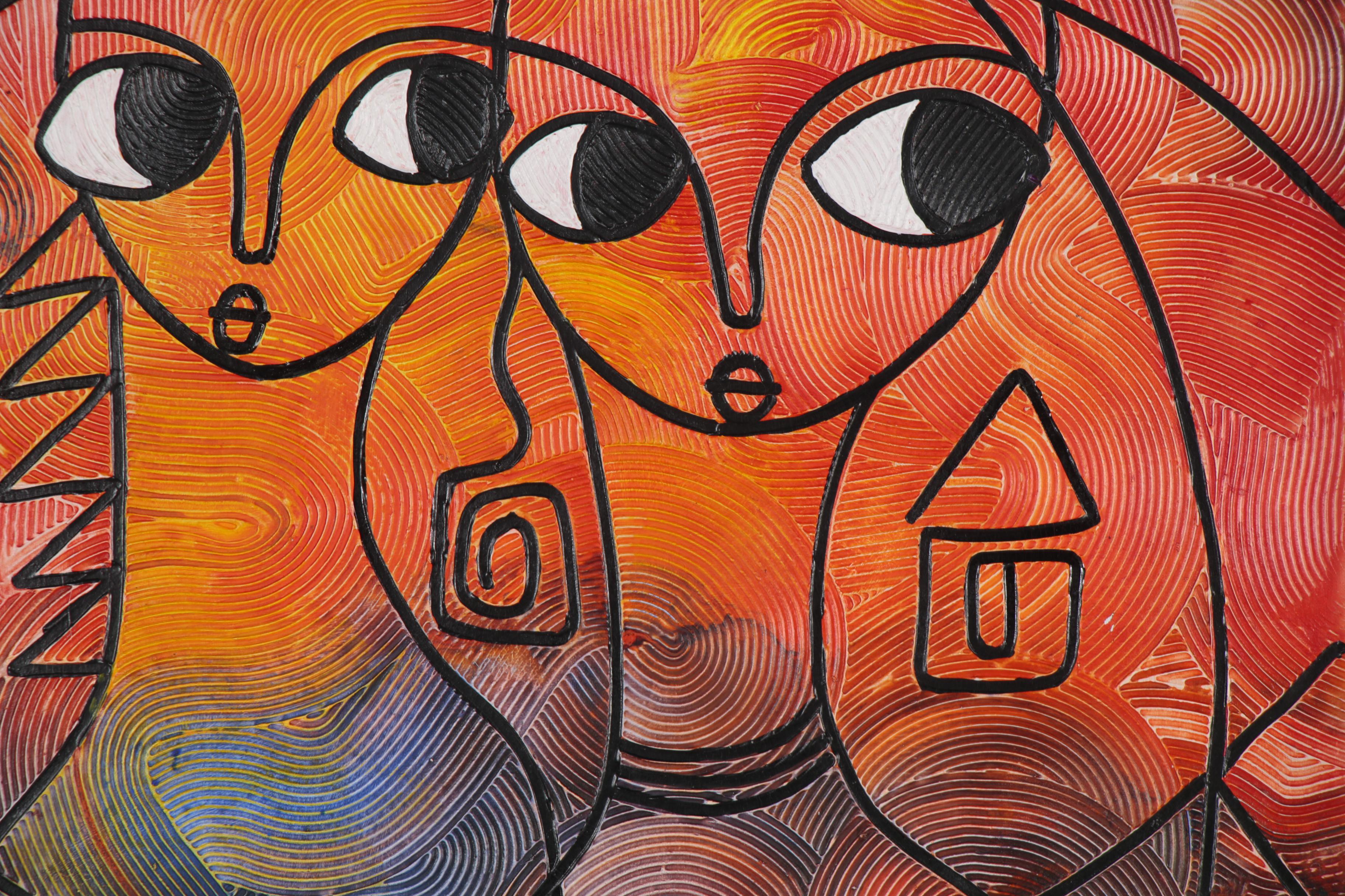 Abiola Idowu Mixed Media Painting "We Shall Win Together," 2020