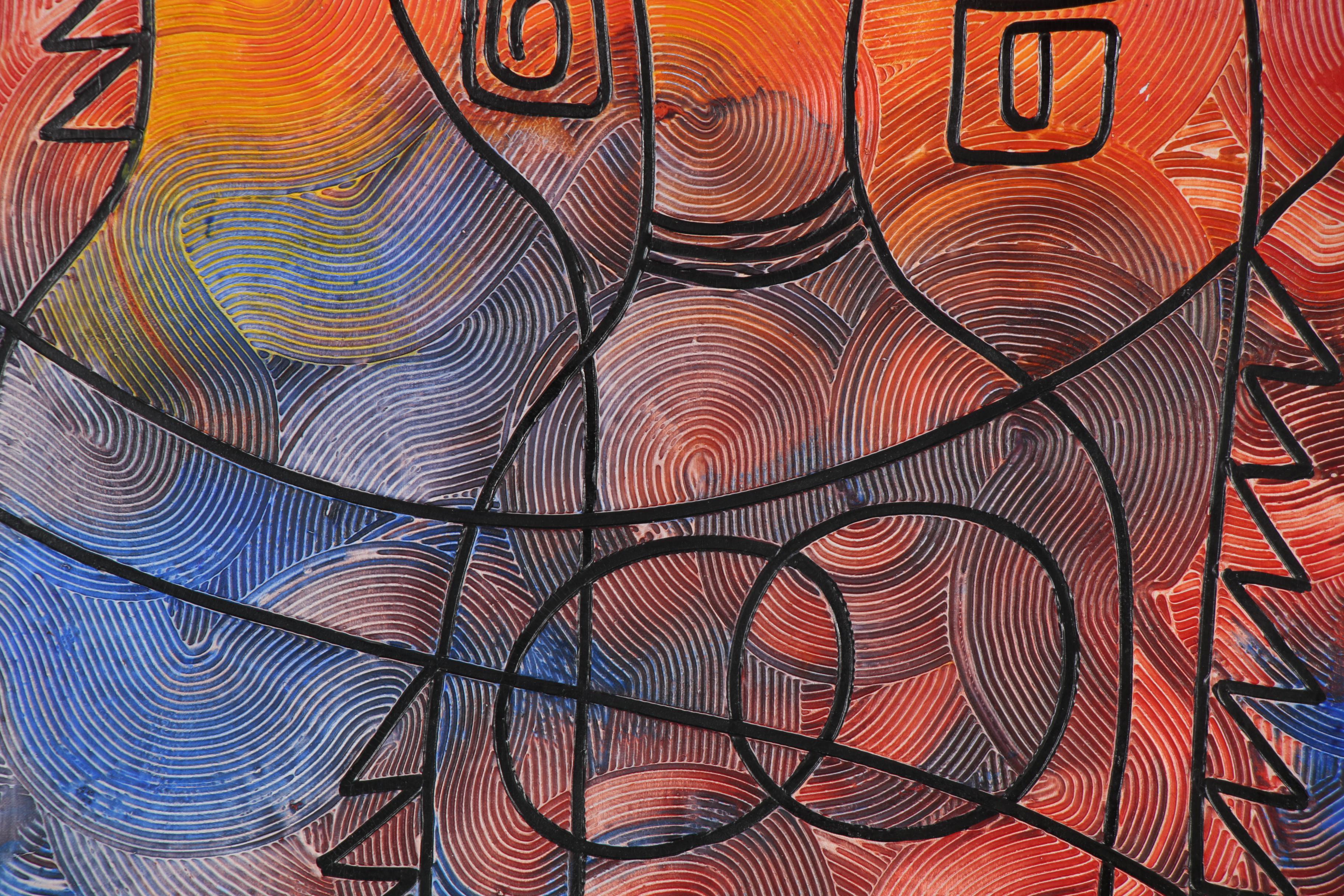 Abiola Idowu Mixed Media Painting "We Shall Win Together," 2020