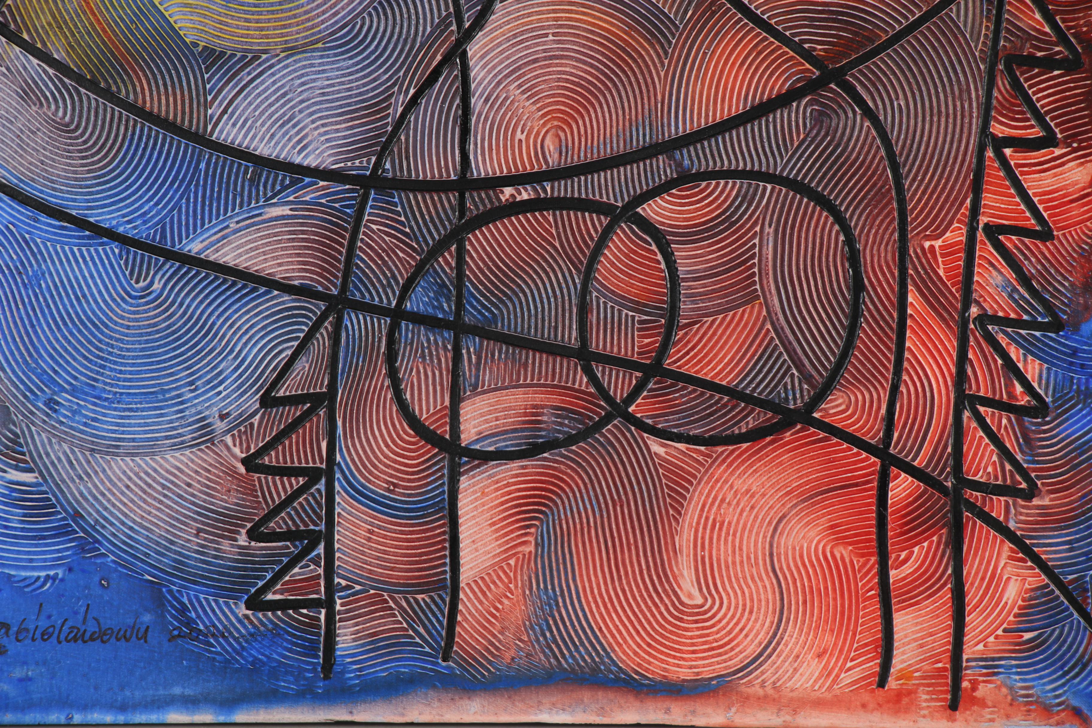 Abiola Idowu Mixed Media Painting "We Shall Win Together," 2020