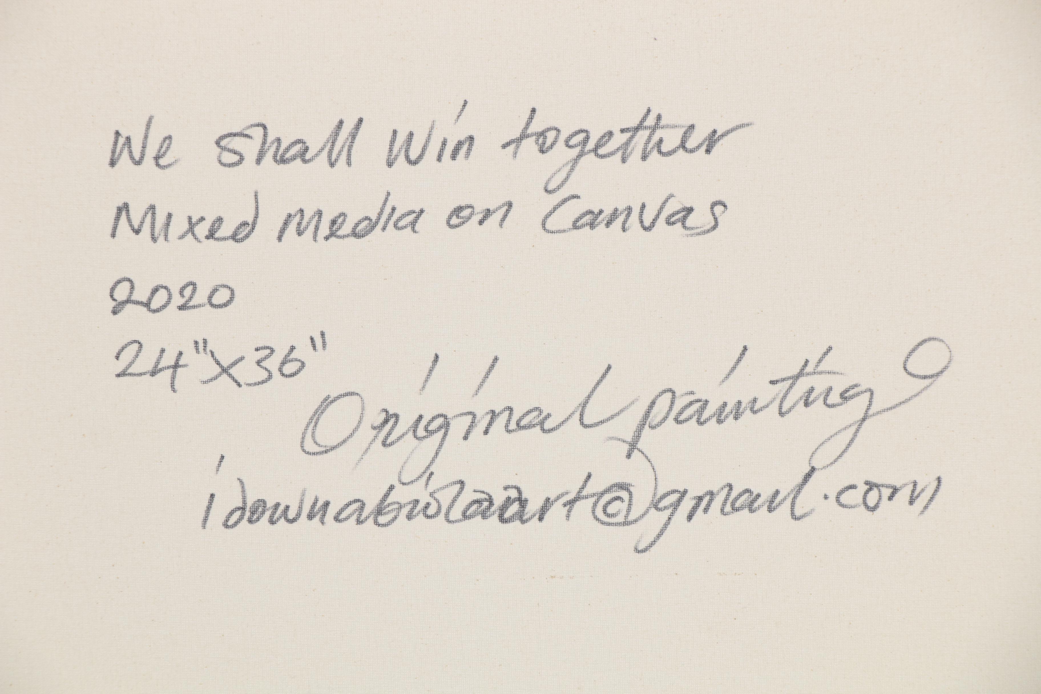 Abiola Idowu Mixed Media Painting "We Shall Win Together," 2020