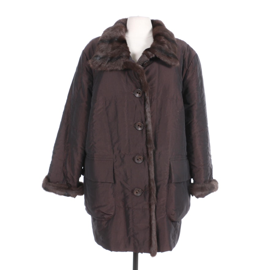 Wille Puffer Coat with Dyed Marten Fur Trim, Made in Germany