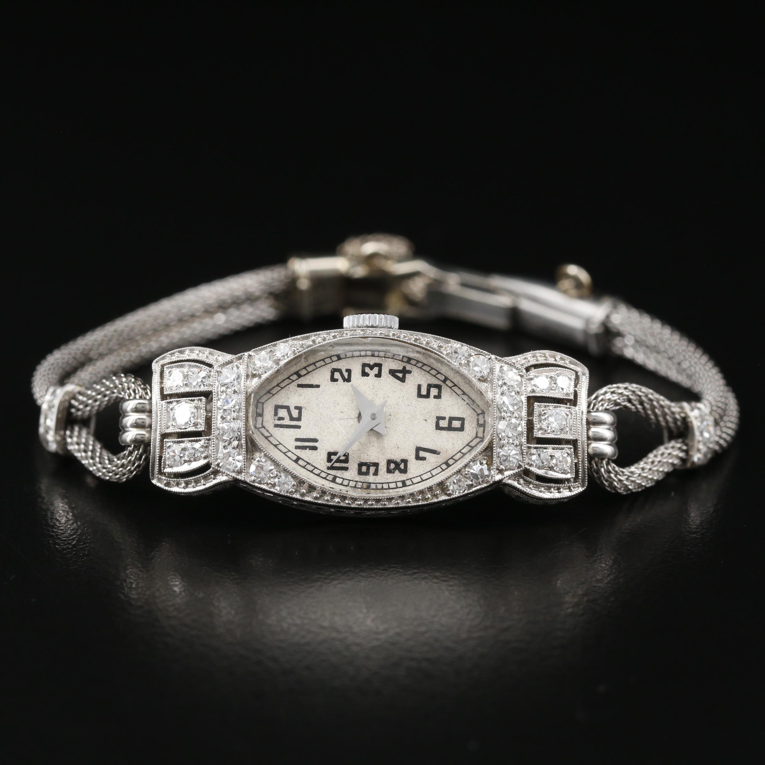 Vintage S. Kocher Platinum, Gold and Diamond Stem Wind Watch