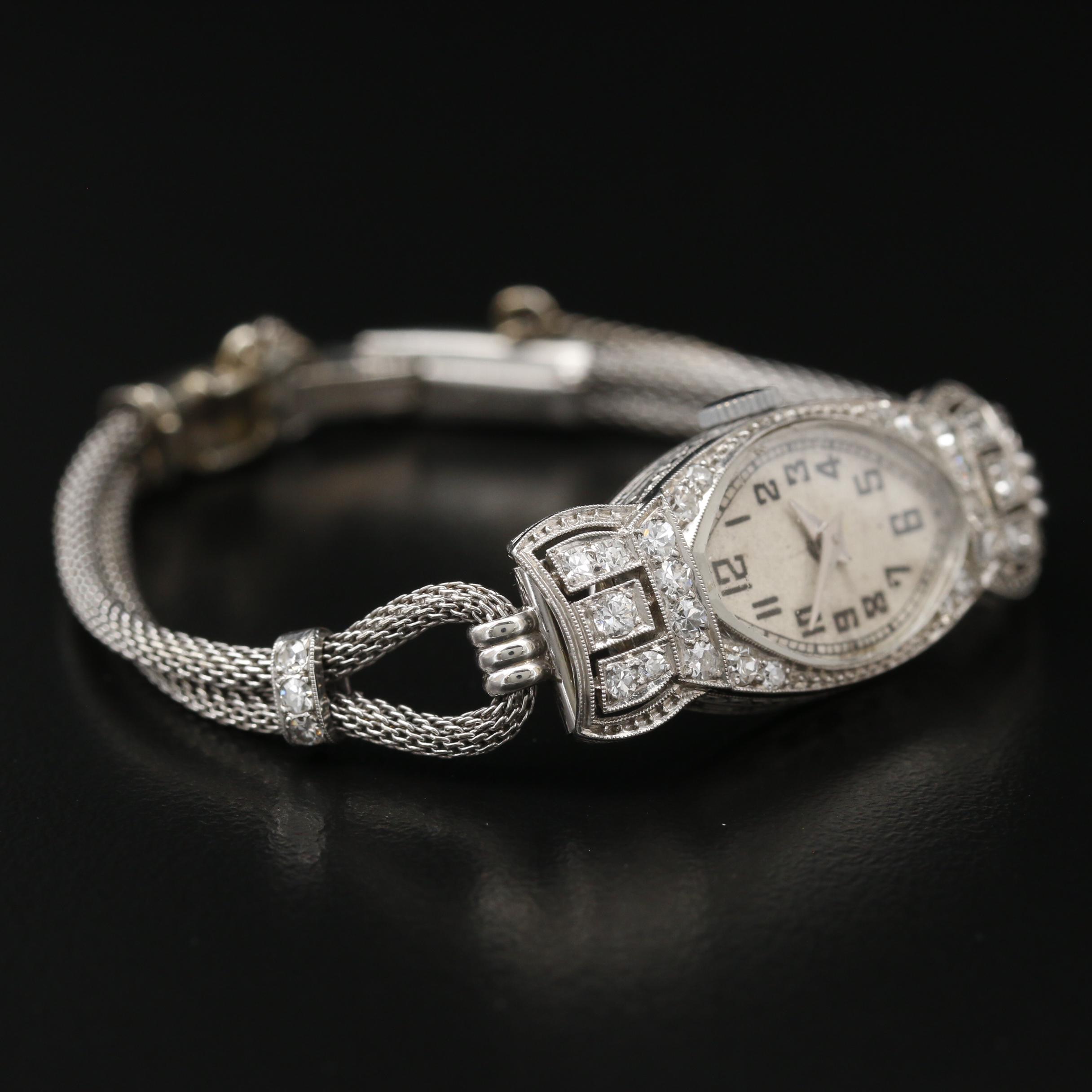 Vintage S. Kocher Platinum, Gold and Diamond Stem Wind Watch