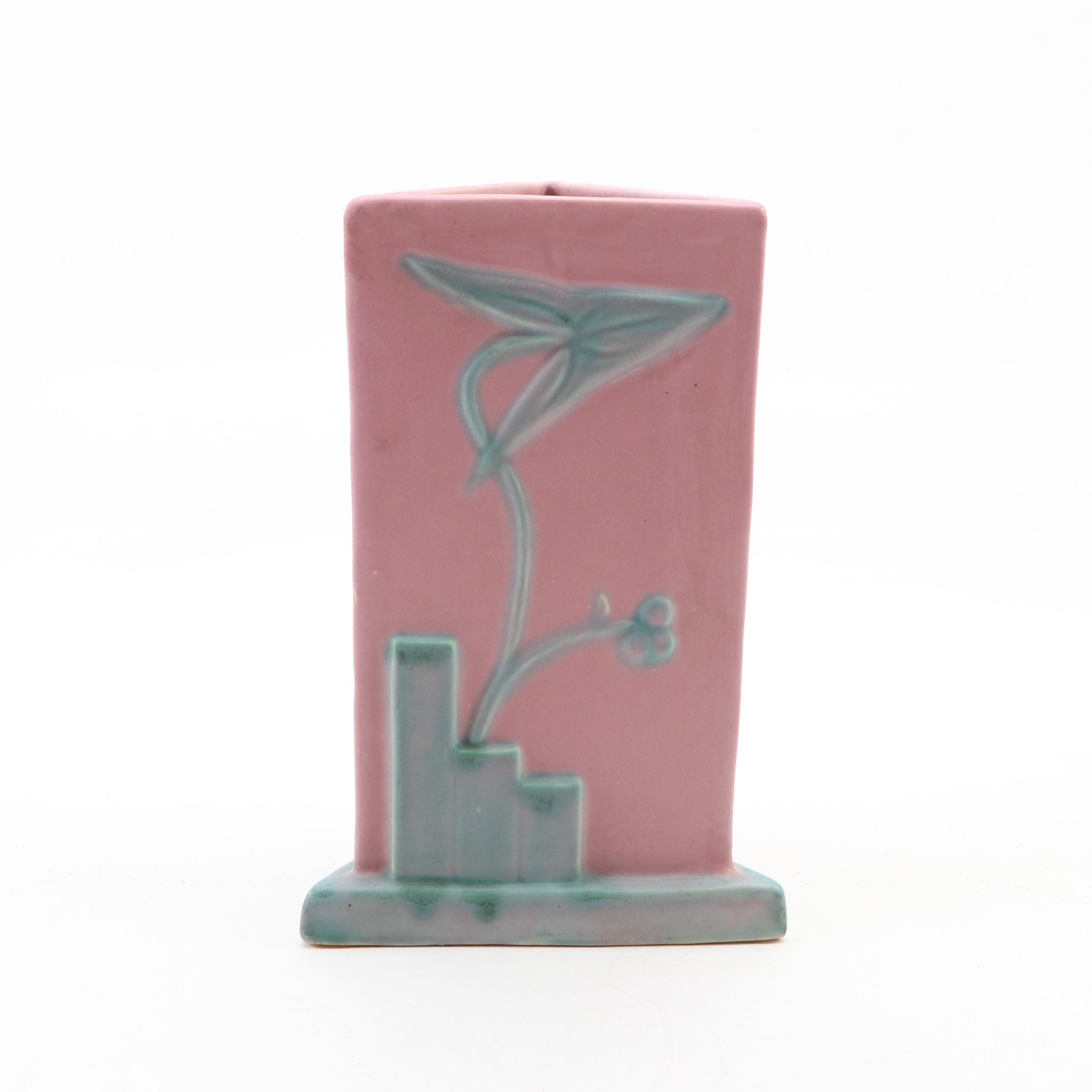 Weller Pottery Tutone Arts & Crafts "The Pink Triangle" Vase, circa 1920s.